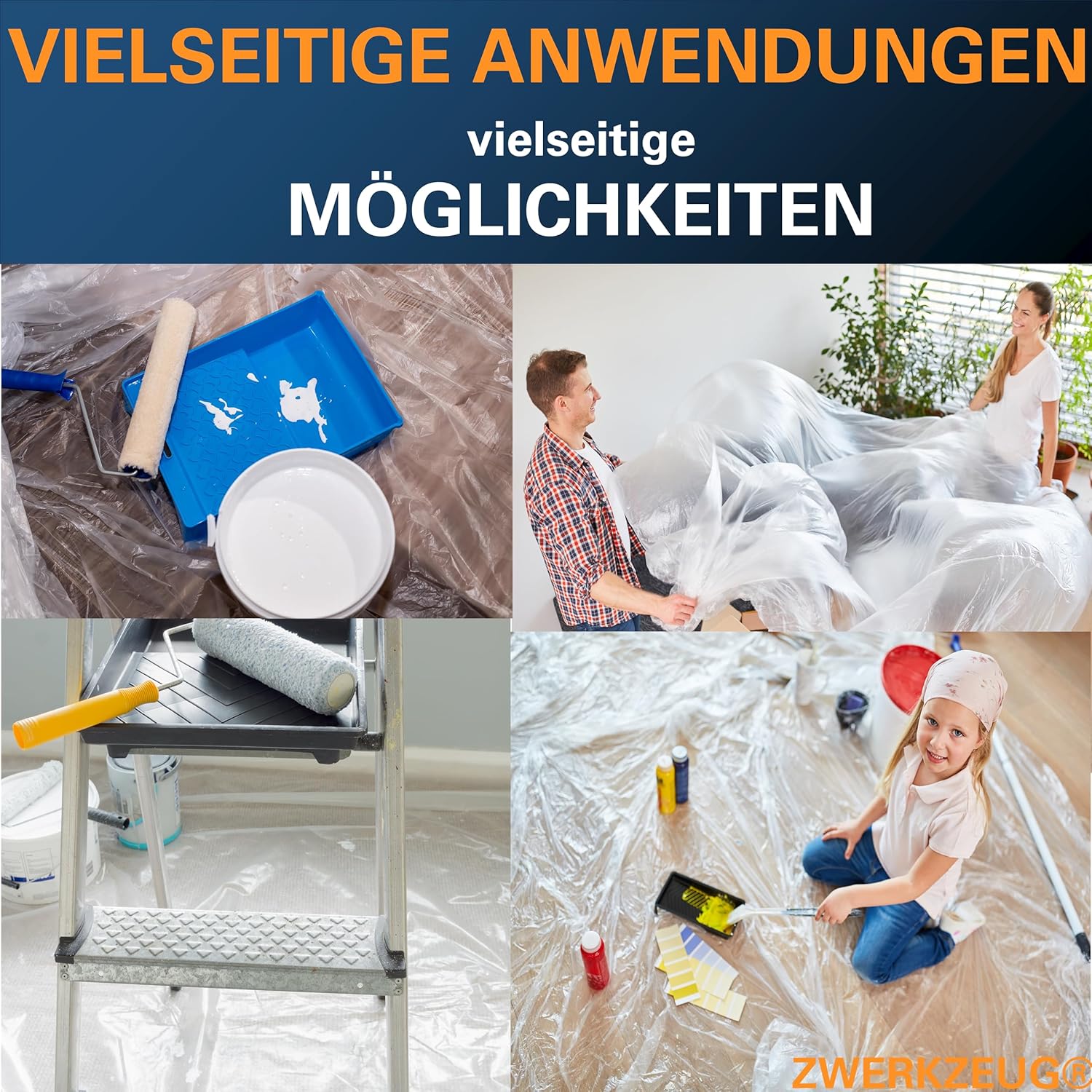 Thumbnail 4 de ZWERKZEUG 80 m Abdeckfolie mit Klebeband 🎨
