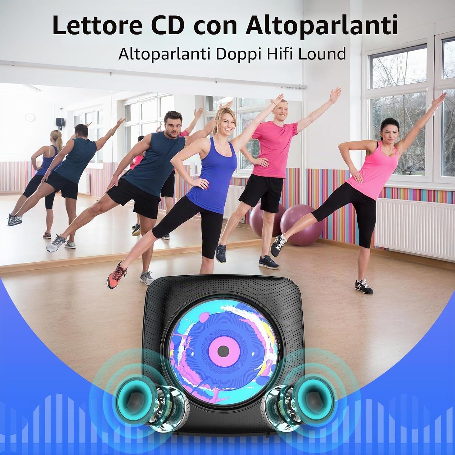 Thumbnail 3 de Lettore CD Portatile hi-fi Kegaudio con Bluetooth e altoparlanti, nero