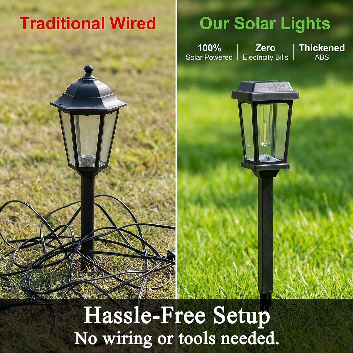 Detalle de DOESLAG 12-Pack Solar Pathway Lights, 3000K Warm White, Auto On/Off