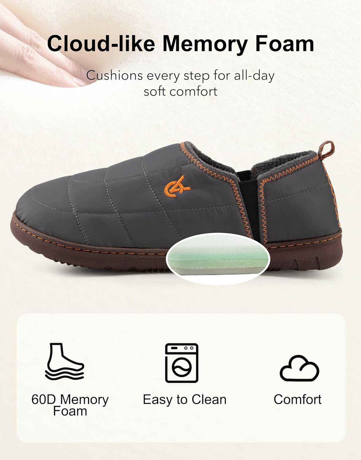 Thumbnail 4 de VeraCosy men’s quilted slippers with elastic gore and anti-skid TPR outsole