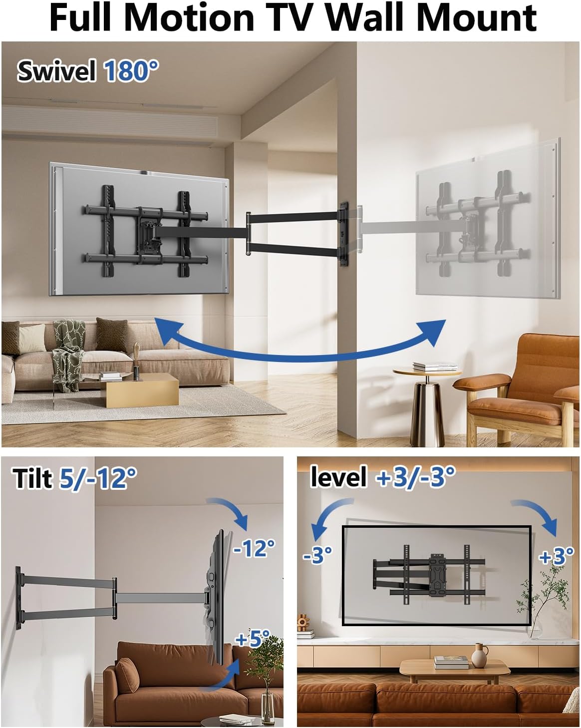 Thumbnail 1 de FORGING MOUNT Long Arm Corner Full-Motion TV Wall Mount (32–75 inch, up to 100 lbs, 33” extension)