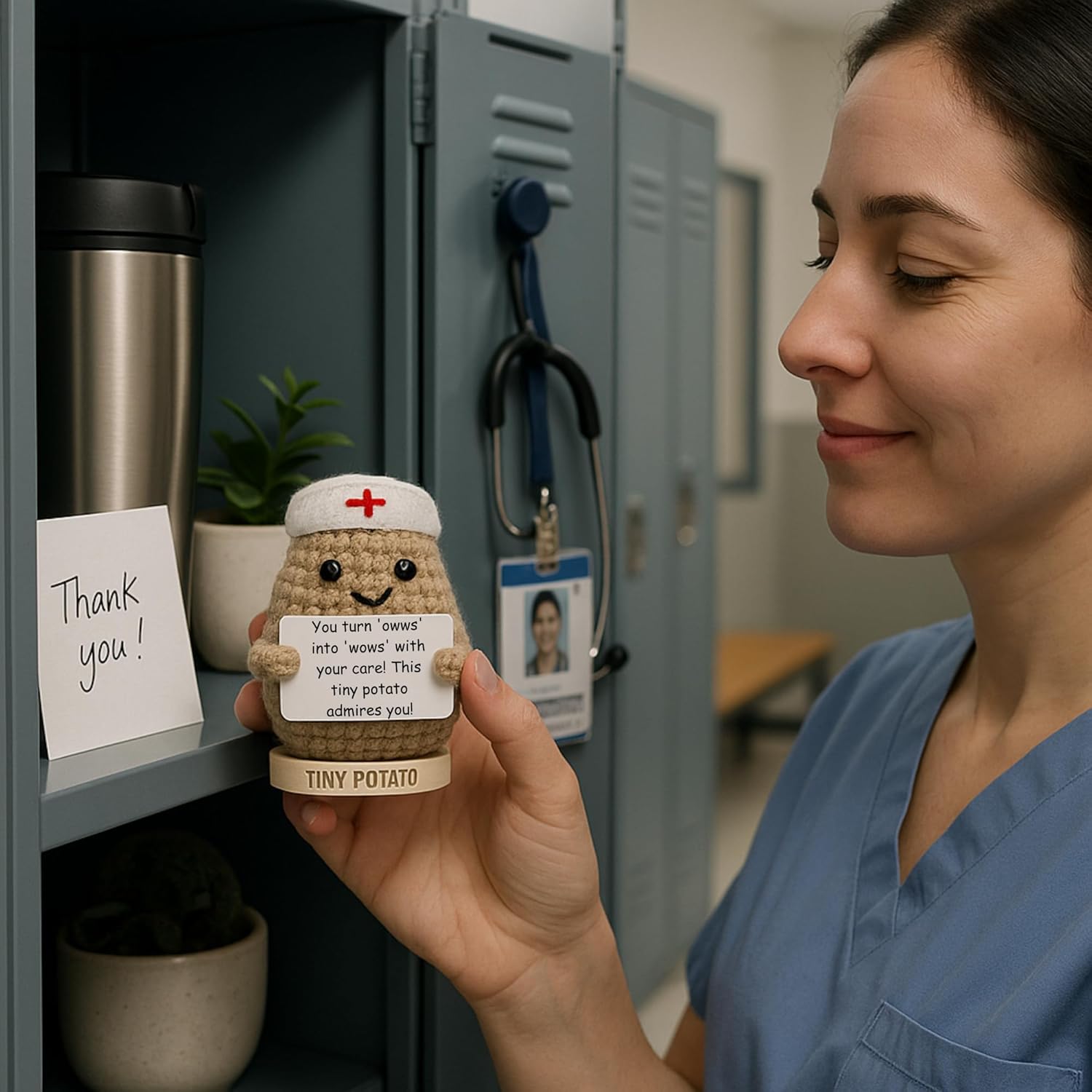 Thumbnail 5 de Nurse Gifts for Women - Positive Crochet Potato with 30 Signs: Cute, Funny, and Heartfelt RN Appreciation