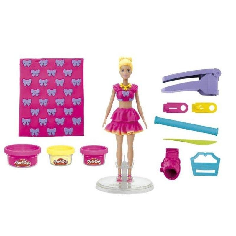 Detalle de Set Creativo Play-Doh Barbie Ruffles and Bows: muñeca Barbie, masa y moldes para crear moda