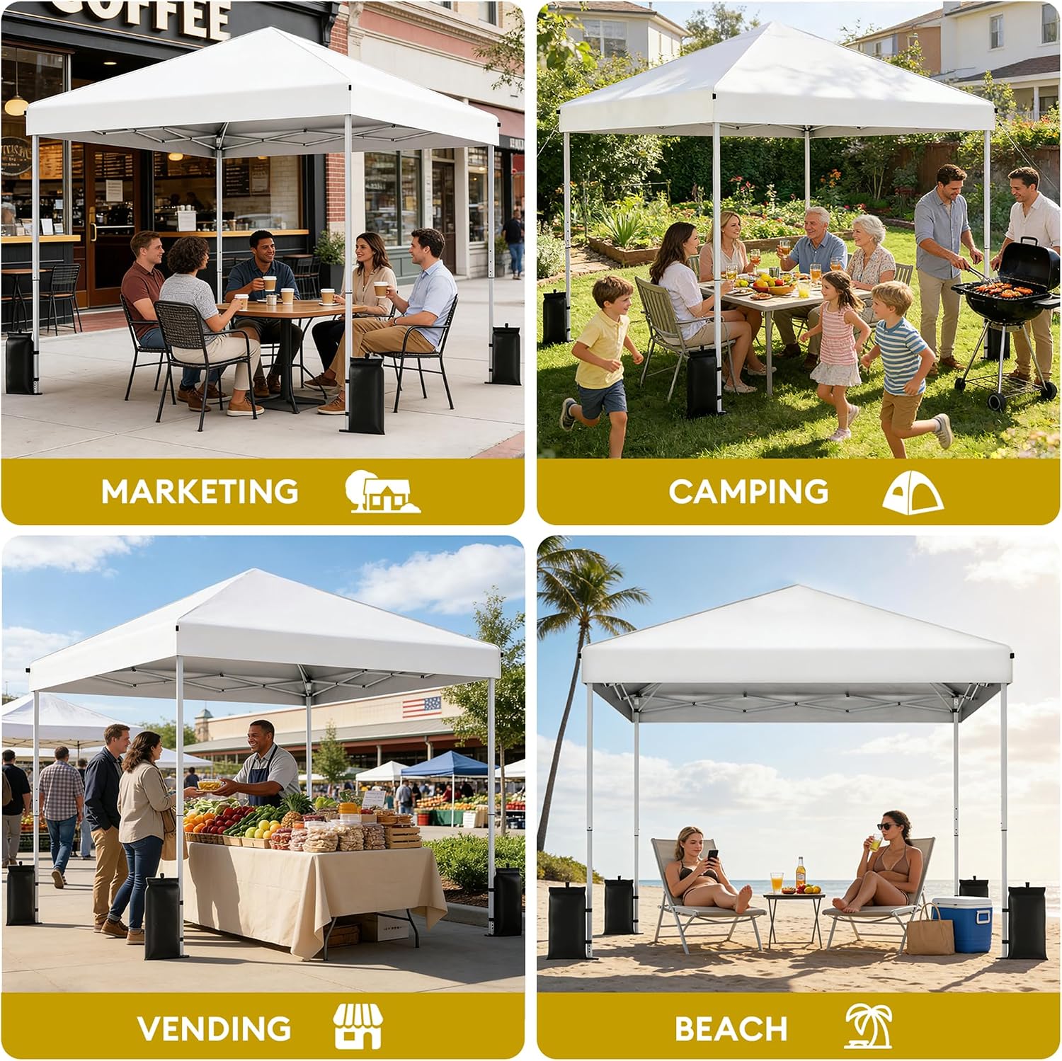 Detalle 1 de SANWAY 10x10 Pop Up Canopy Tent, Silver-White, Waterproof UV-Blocking Top