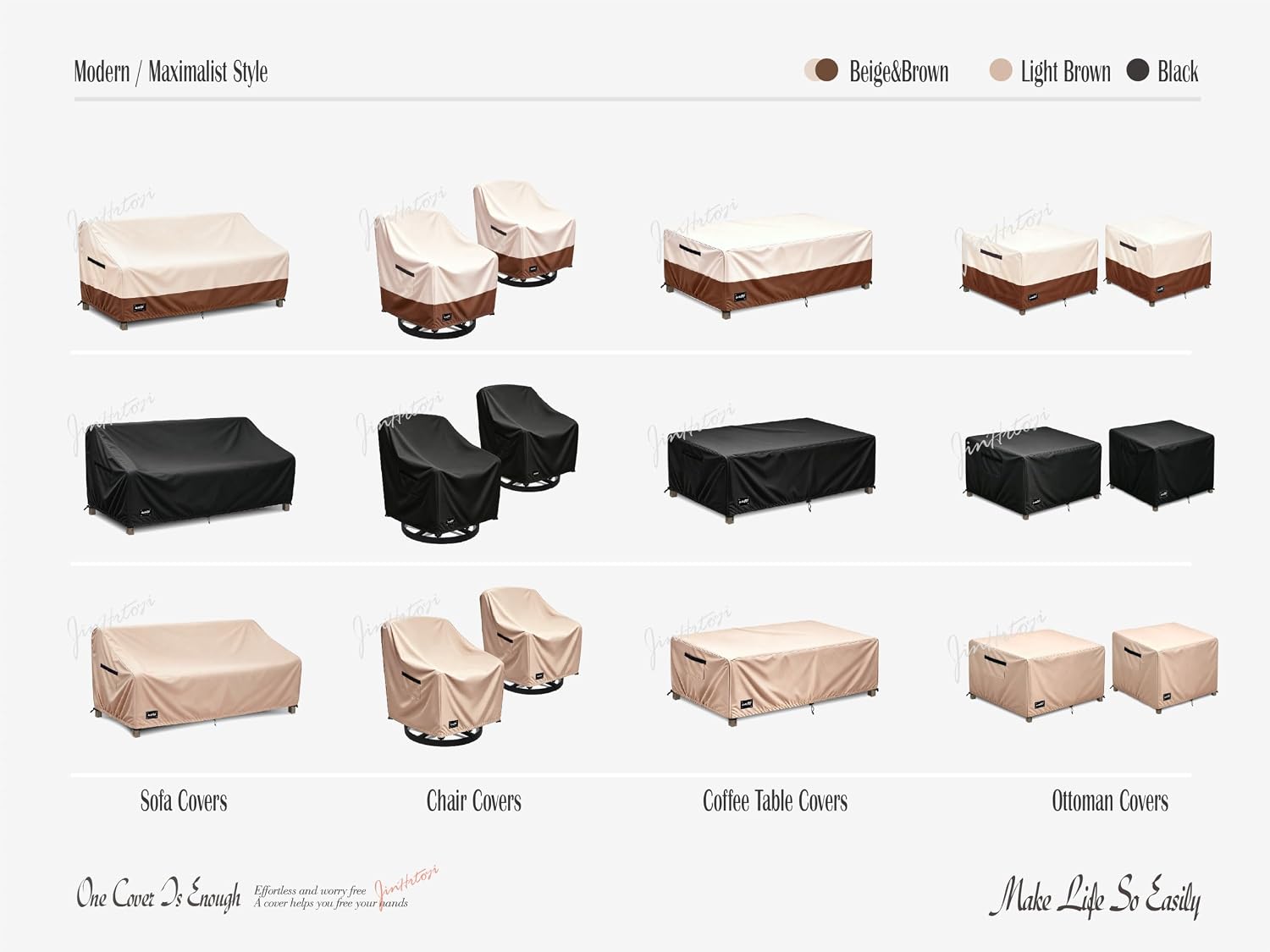 Detalle 2 de Jin Hrtoyi Furniture Covers-001 3-Seater Outdoor Sofa Cover, 600D Oxford, Beige/Brown
