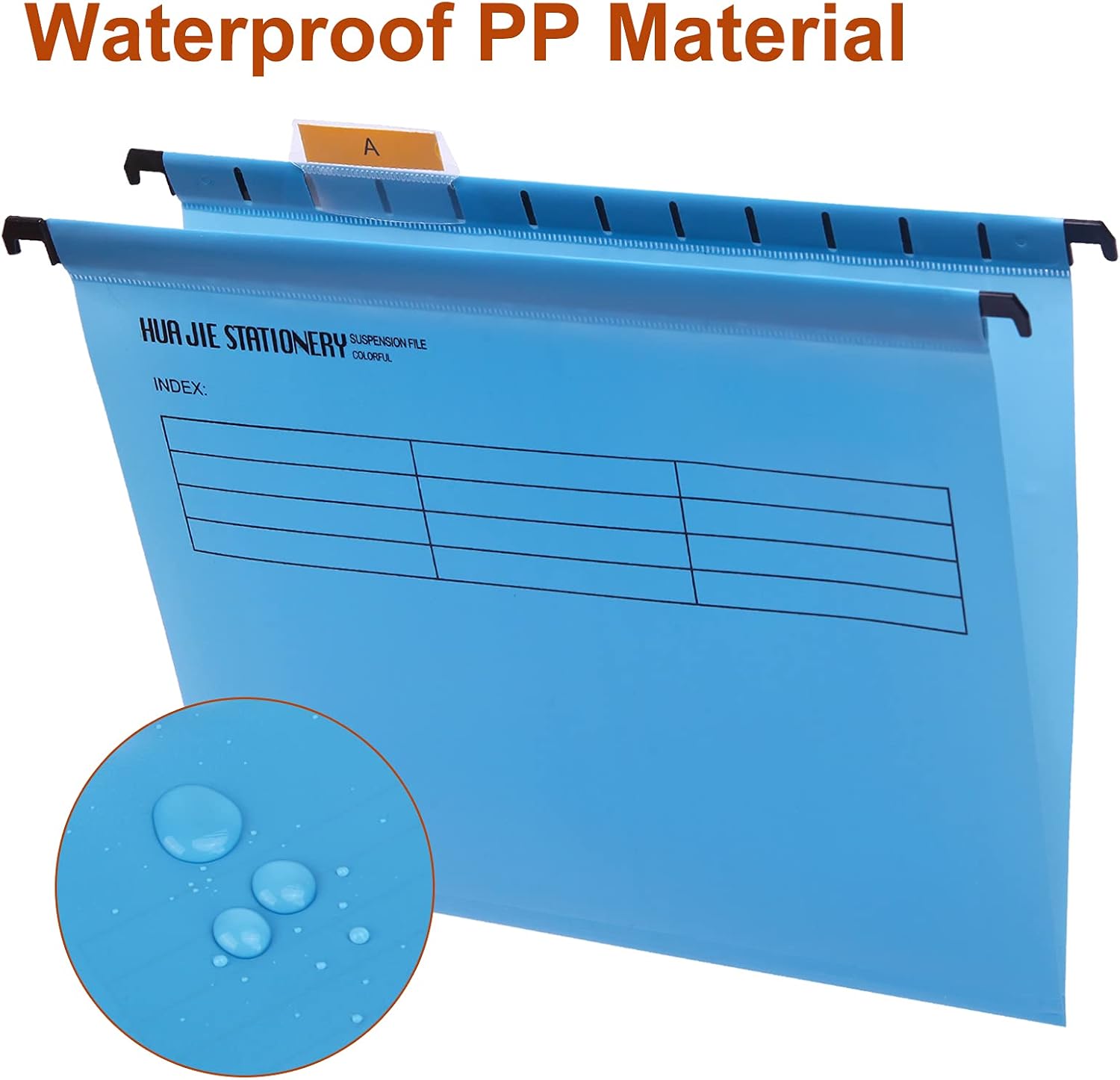 Thumbnail 5 de Lot de 12 dossiers suspendus Foolscap Srvnpioy en polypropylène bleu (format grand) avec onglets et inserts