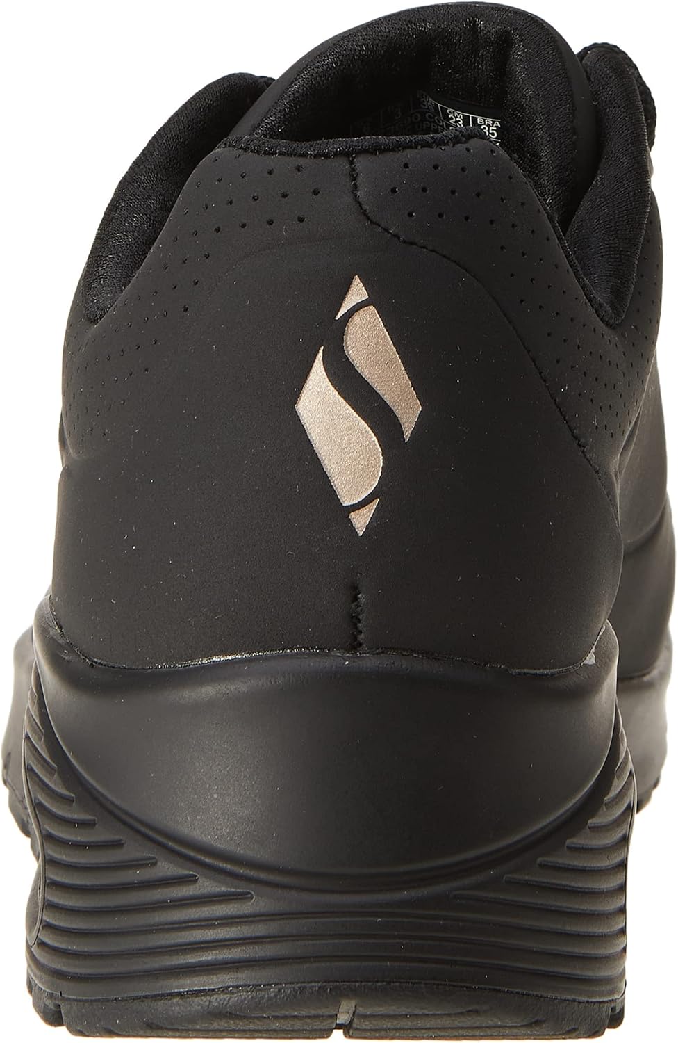 Detalle de Skechers Damen Uno Stand On Air Weit Trainer – Schwarz, Durabuck Mesh, Weitpassform