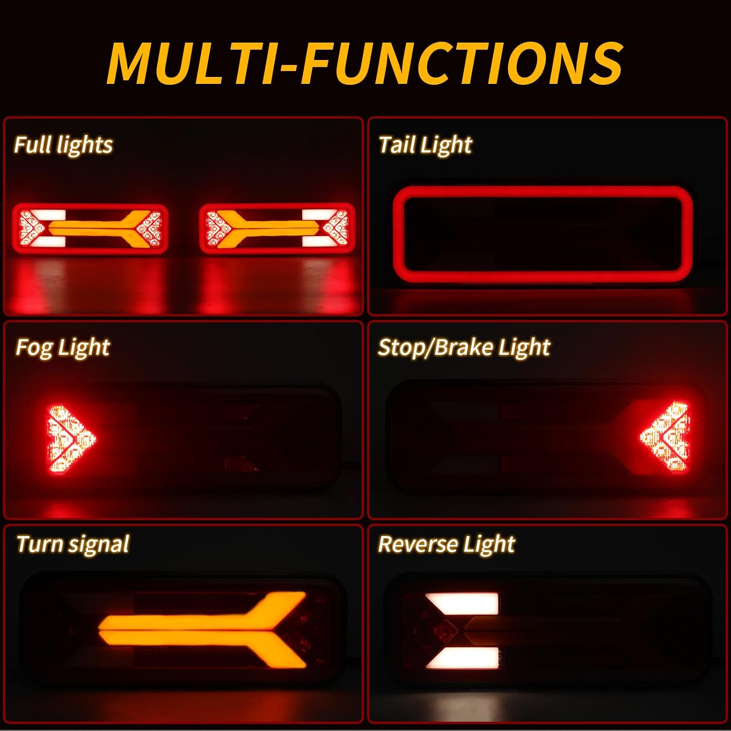Thumbnail 1 de Yinaolan LED Trailer Lights Rear 12V – 2 Pack: Waterproof, 5 Functions