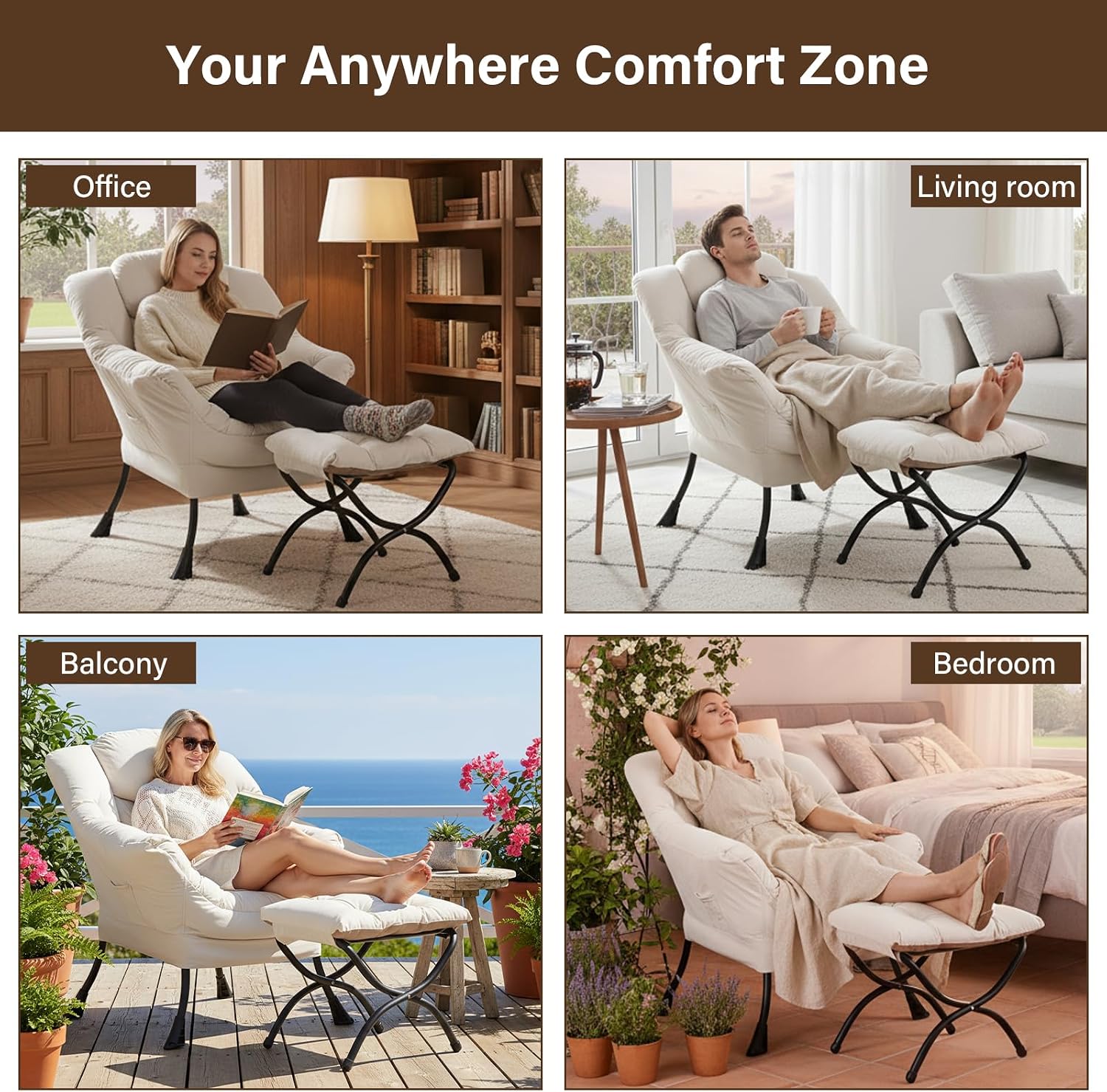 Thumbnail 5 de Welnow Lazy Chair with Ottoman 400 lb capacity