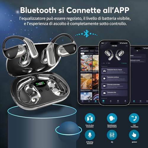 Thumbnail 3 de Paekole AI Cuffie Traduzione Simultanea Bluetooth 6.1 Wireless – Open-Ear, 80 Ore di Riproduzione