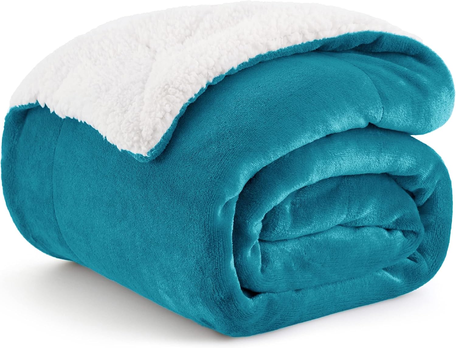 Detalle de Bedsure Sherpa Fleece Throw Blanket – Thick and Warm, 150x200cm (Turquoise)