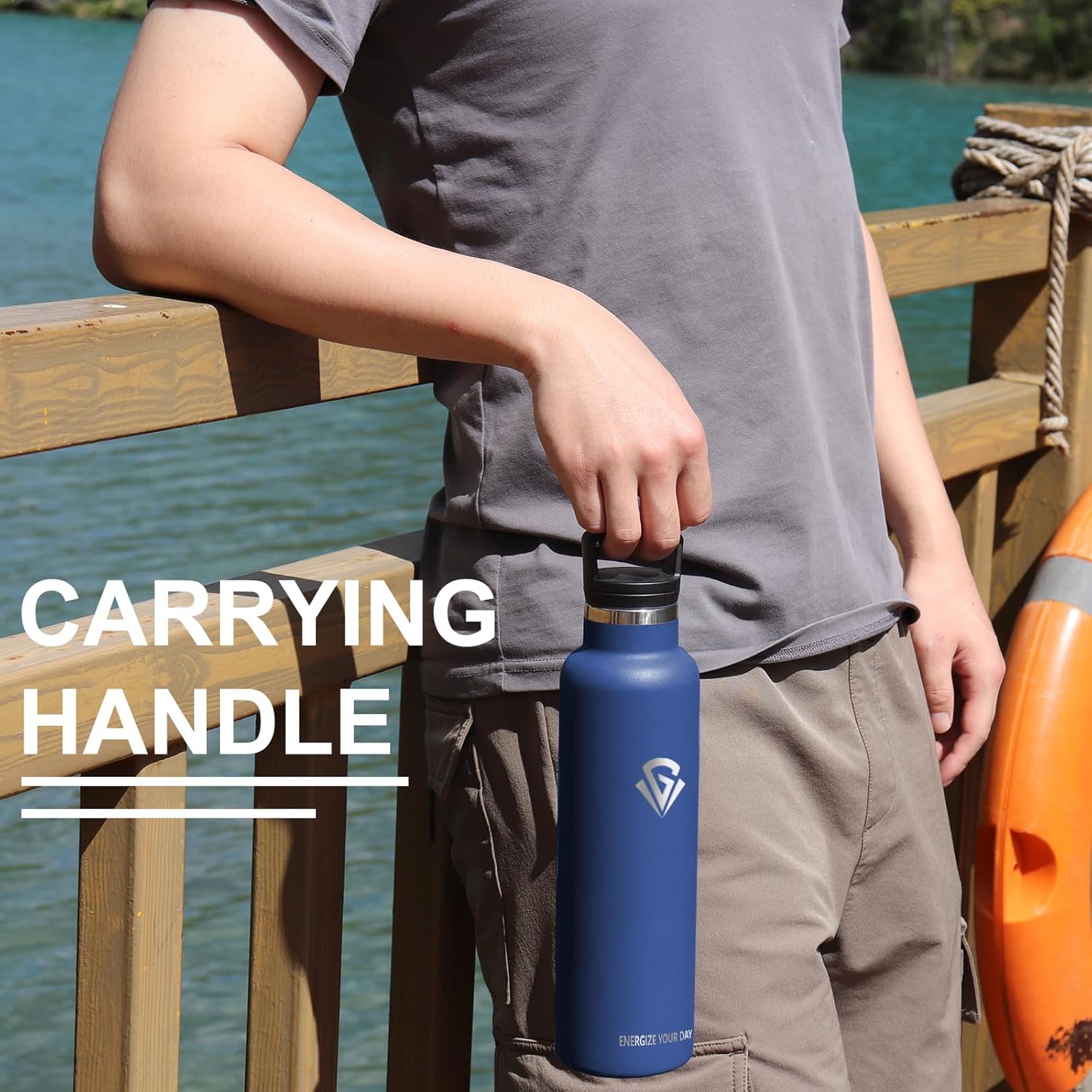 Thumbnail 5 de Grsta borraccia termica da 1 litro in acciaio inox con cannuccia e doppi tappi anti-perdita