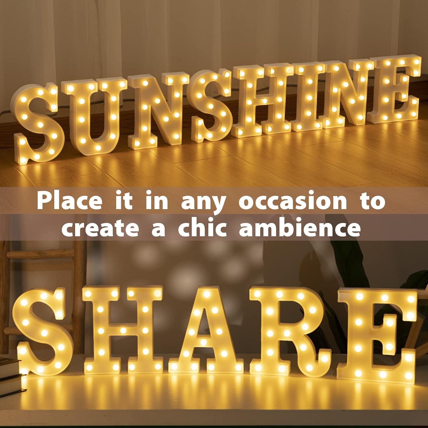 Thumbnail 5 de HXWEIYE S Light-Up Marquee Letter, Warm White LED, Battery-Powered
