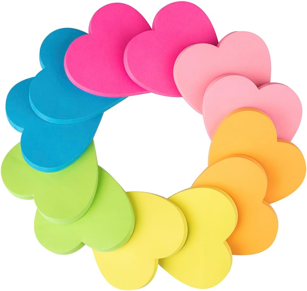 Thumbnail 2 de Wowivy 12 Pack Heart Sticky Notes (3 x 3 inches) – bright self-stick pads with clean removal