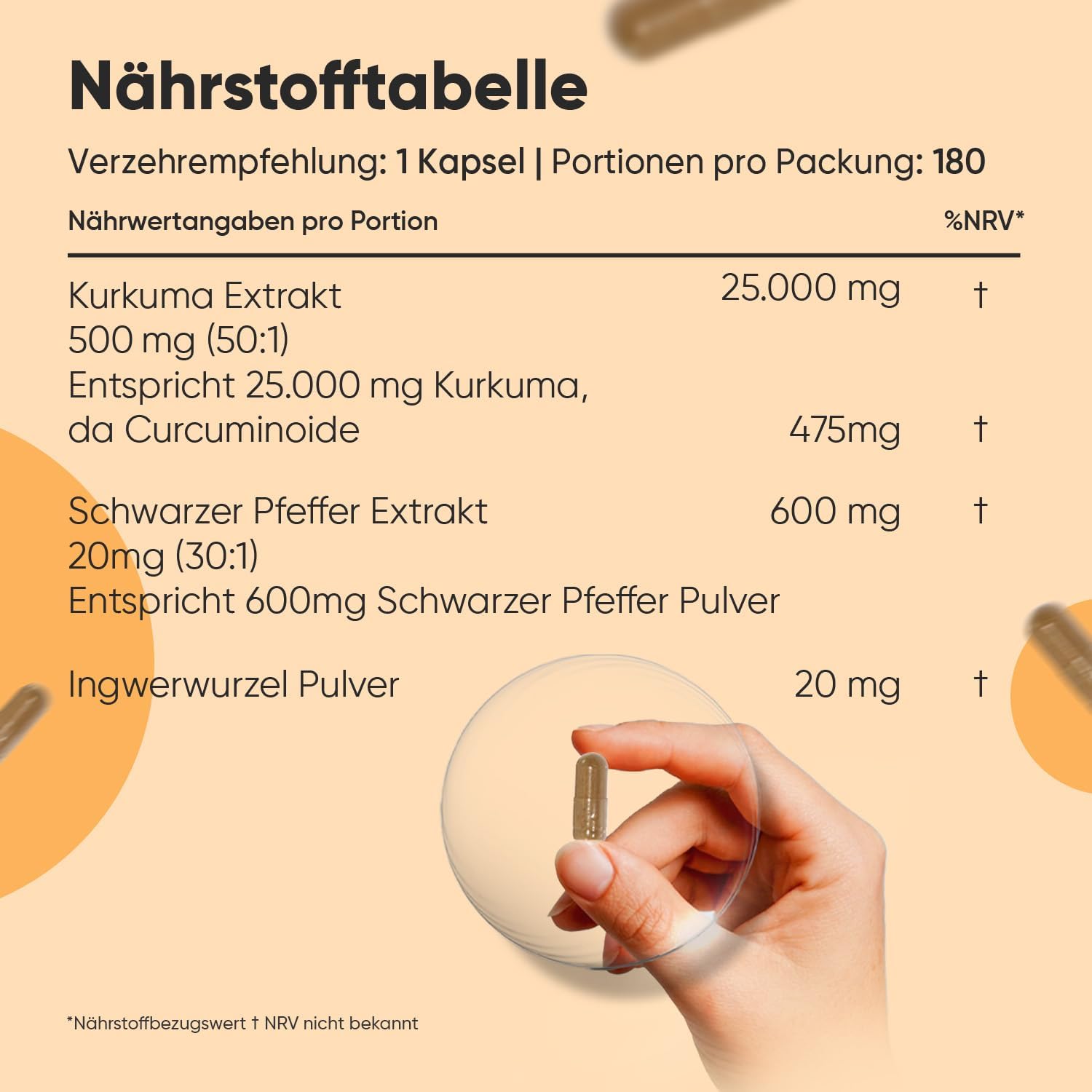Thumbnail 2 de Curcumin Kapseln 500 mg (50:1) – Kurkuma-Extrakt mit Ingwer & Schwarzem Pfeffer von WeightWorld, 180 Kapseln