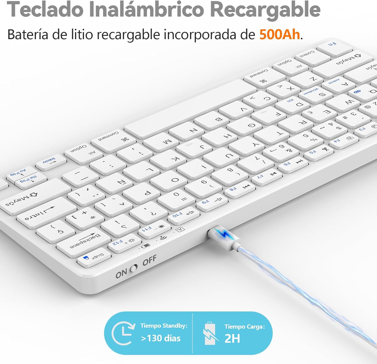 Thumbnail 3 de TQQ Teclado Bluetooth Español Ñ para iPad y Tablets 🖥