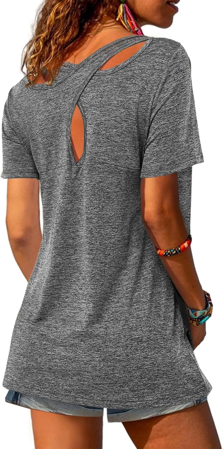 Thumbnail 6 de Fisoew Women's Open Back Short Sleeve Sports Tee