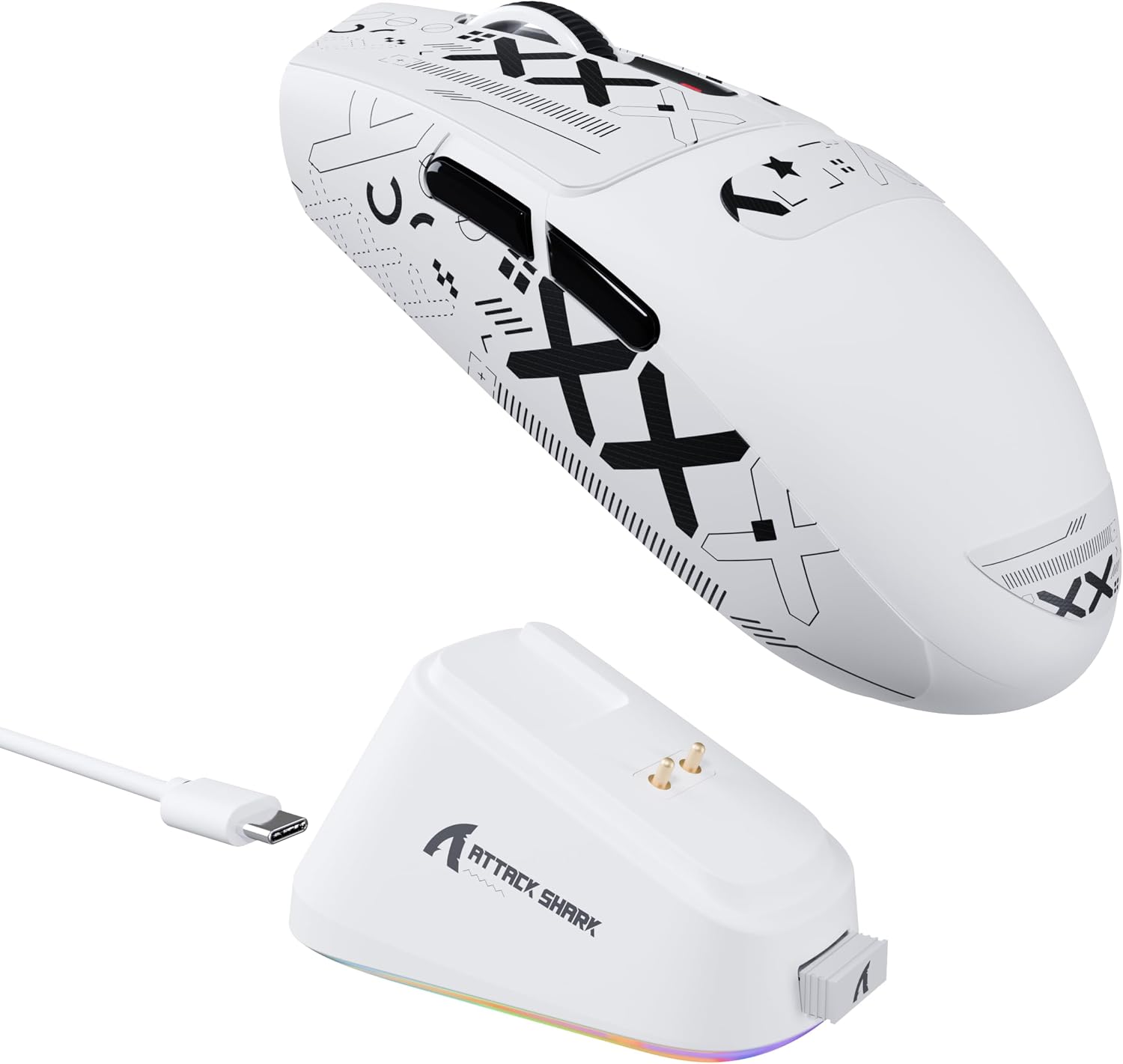 Detalle de ATTACK SHARK G3PRO Gaming-Maus mit magnetischer Ladestation – Präzision trifft Vielseitigkeit