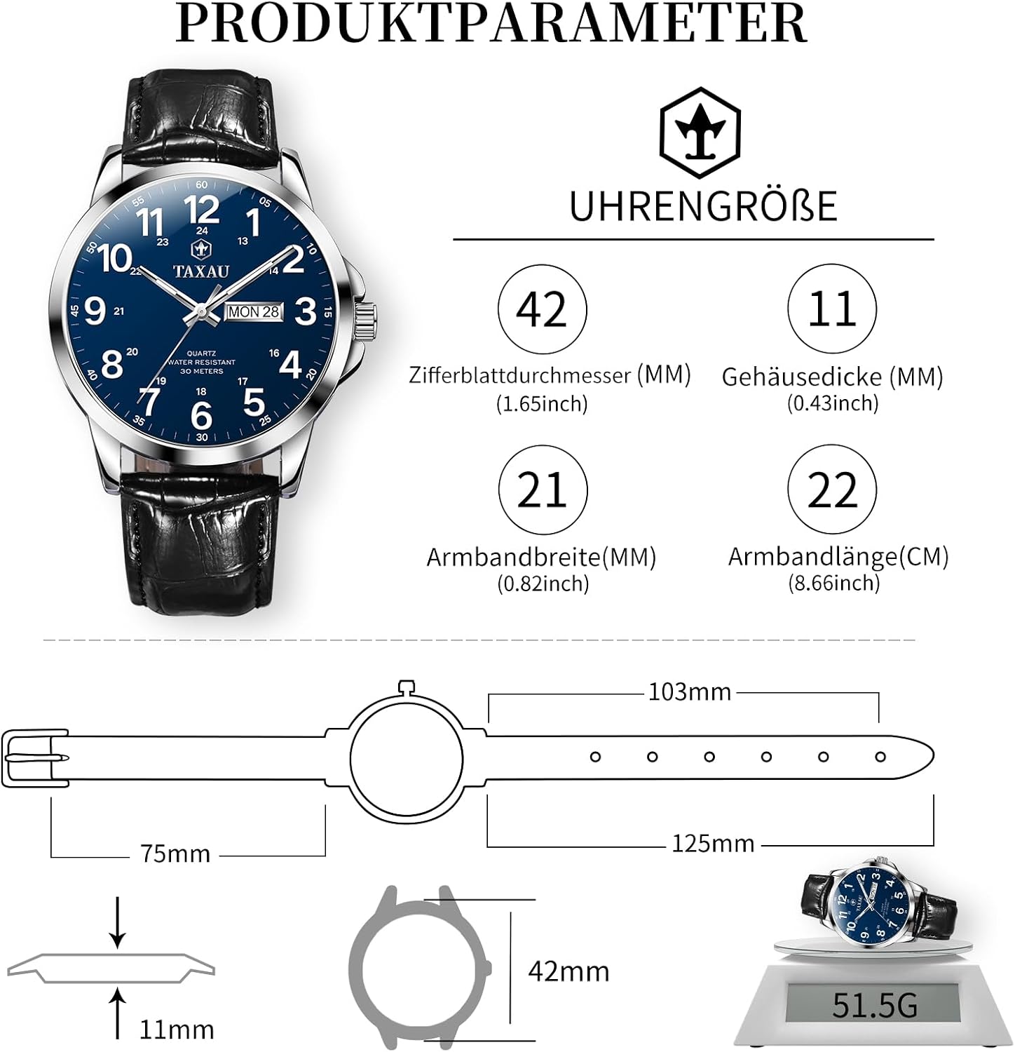 Thumbnail 3 de Taxau Wasserdicht Herrenuhr Gentleman