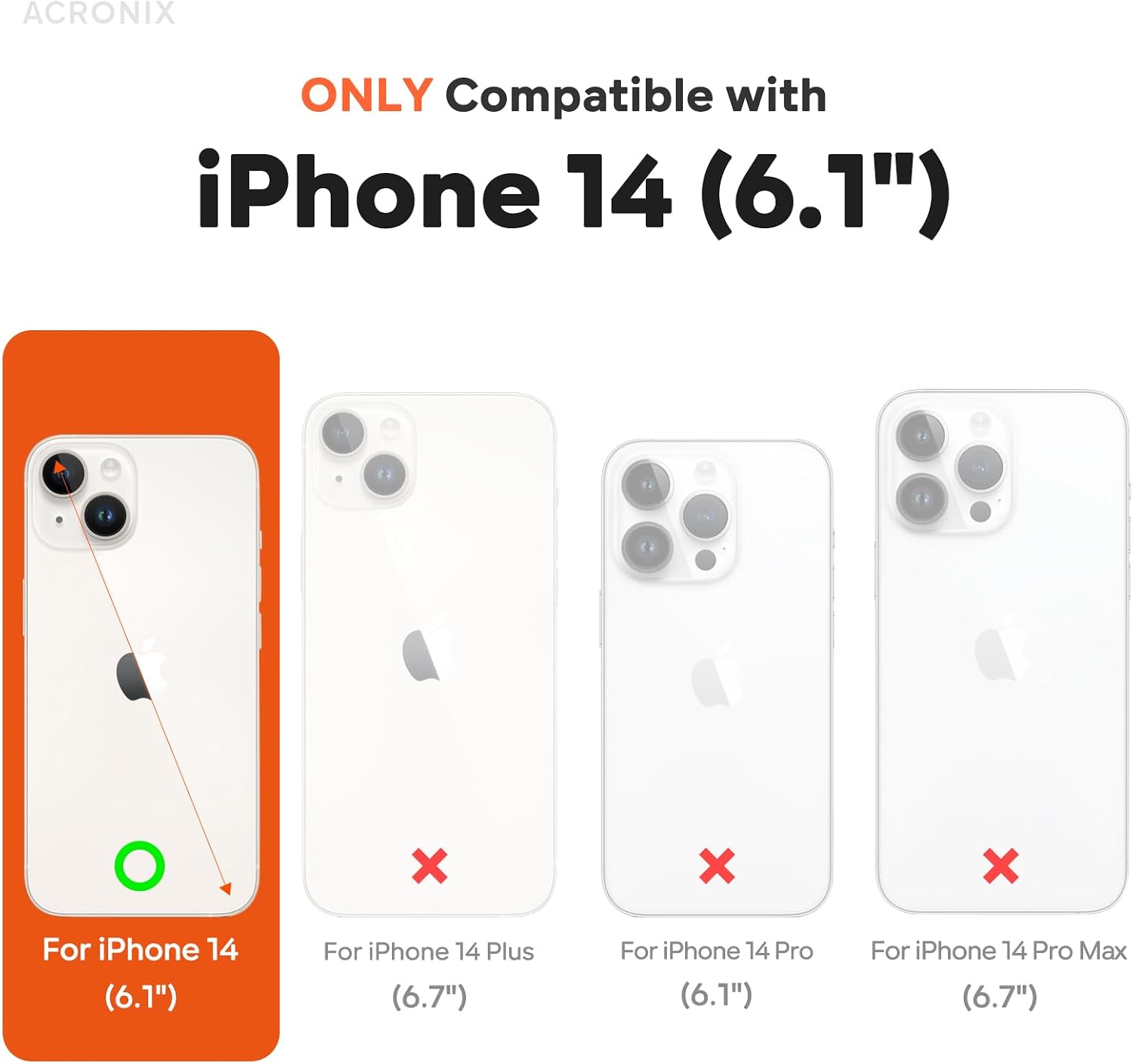 Thumbnail 1 de ACRONIX for iPhone 14 Case with Screen Protector (6.1”) – Soft Silicone, Full Protection