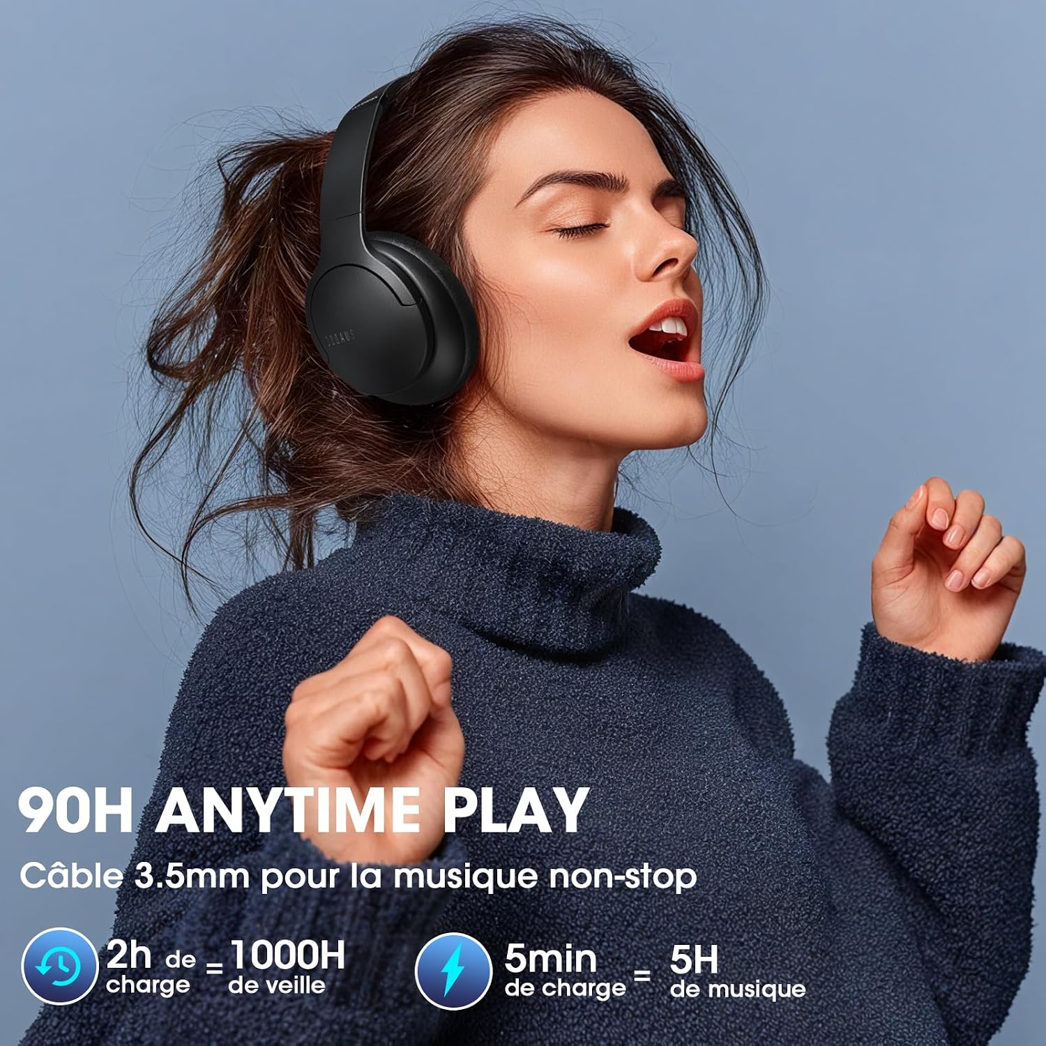 Thumbnail 2 de DOQAUS Casque Bluetooth sans Fil 90H — Son HiFi, 3 Modes EQ et Application, Connexion Multipoint
