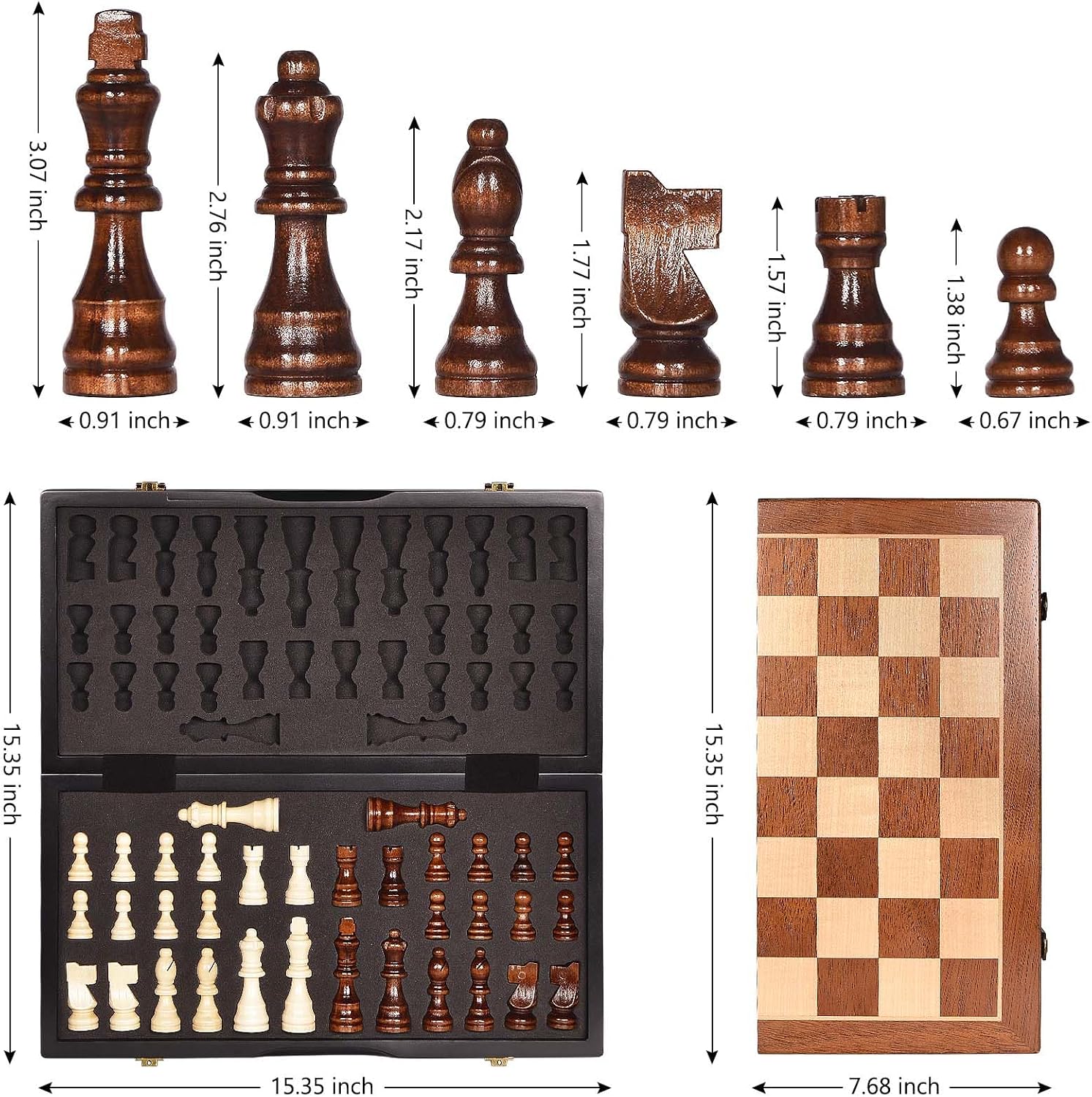 Detalle de BIVOMON Chess Magnetic Wooden Set 15" 🧠