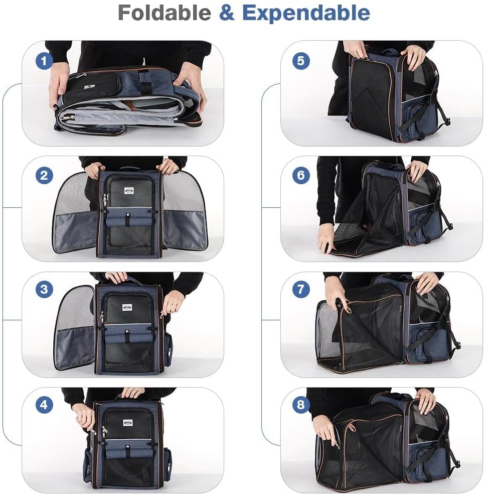 Thumbnail 6 de Lekesky Large Cat Carrier Backpack (Expandable) – Blue, XL for pets up to 25 lbs