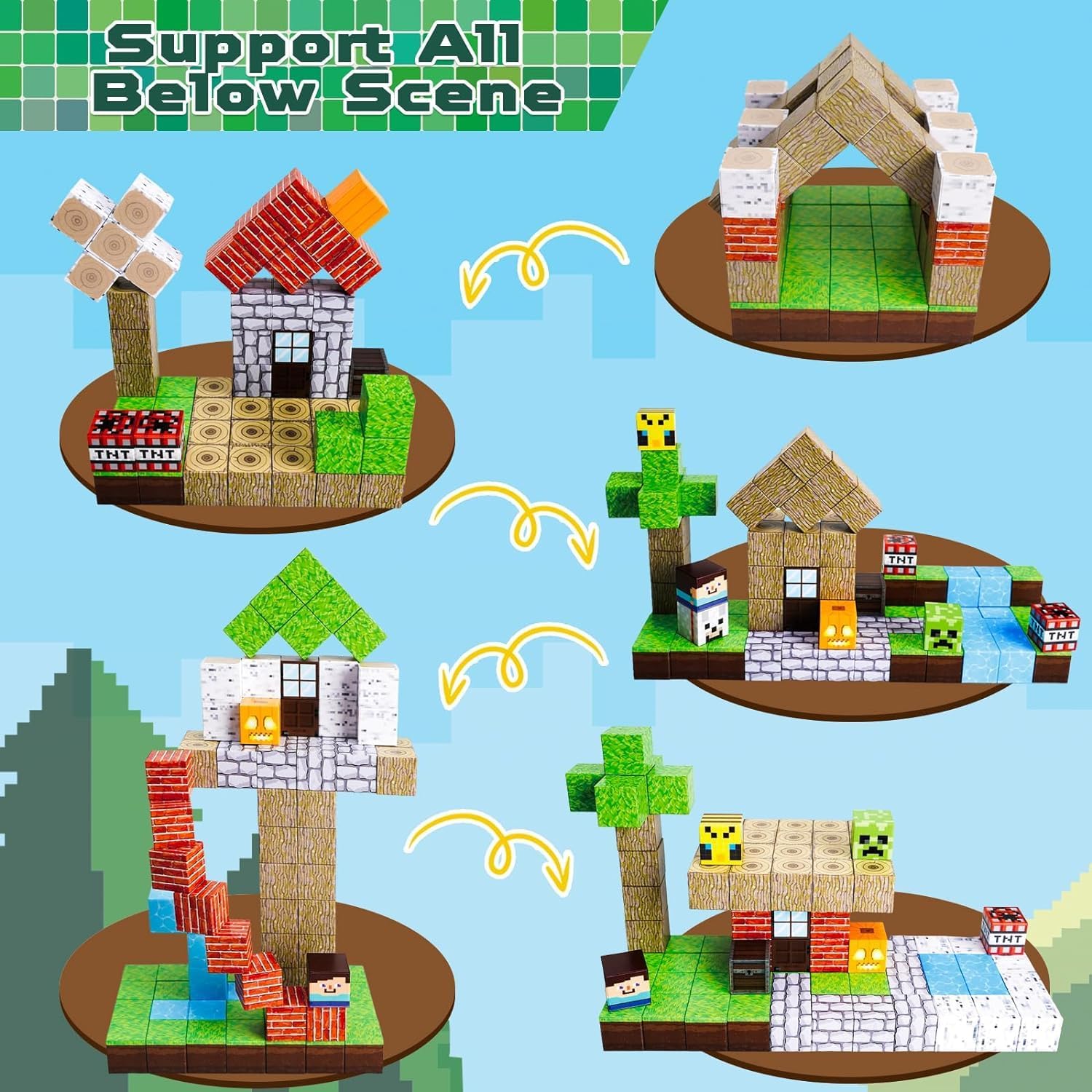 Detalle 2 de ToyUnited Juguete 🧲 100 Bloques Magnéticos para Niños 4+ años