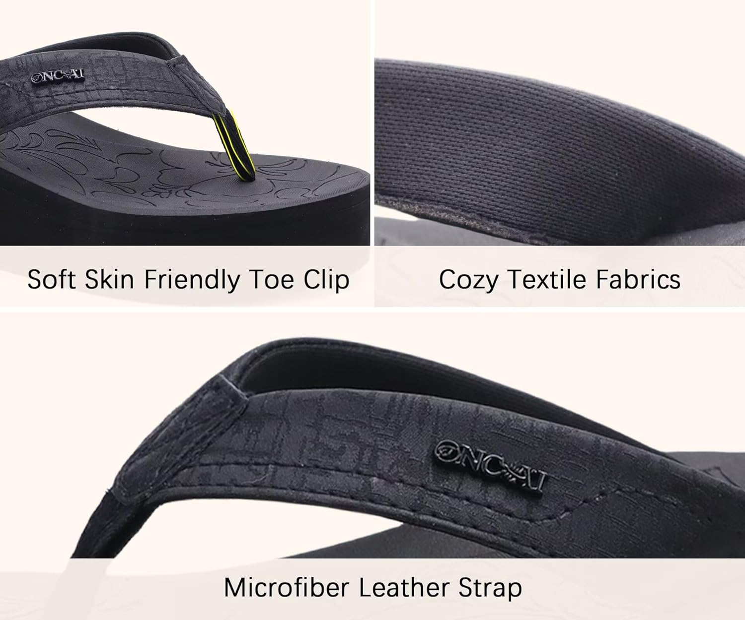 Detalle de ONCAI Women's Platform Wedge Flip Flops: Trendy Dressy Flatforms with Comfortable Walking Soles