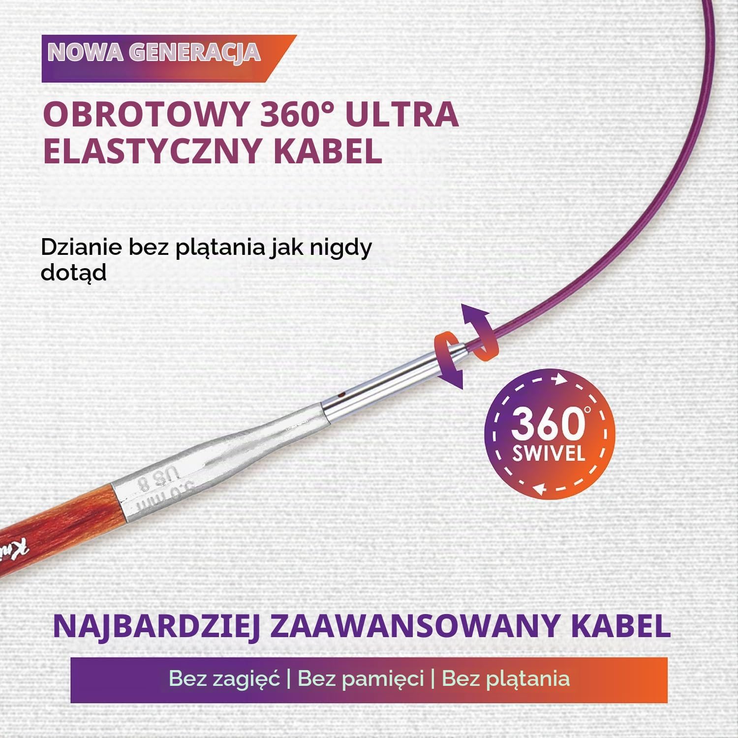 Detalle de KnitPro Symfonie 2 – zestaw wymiennych drutów 13 cm, 3 rozmiary 4–6 mm