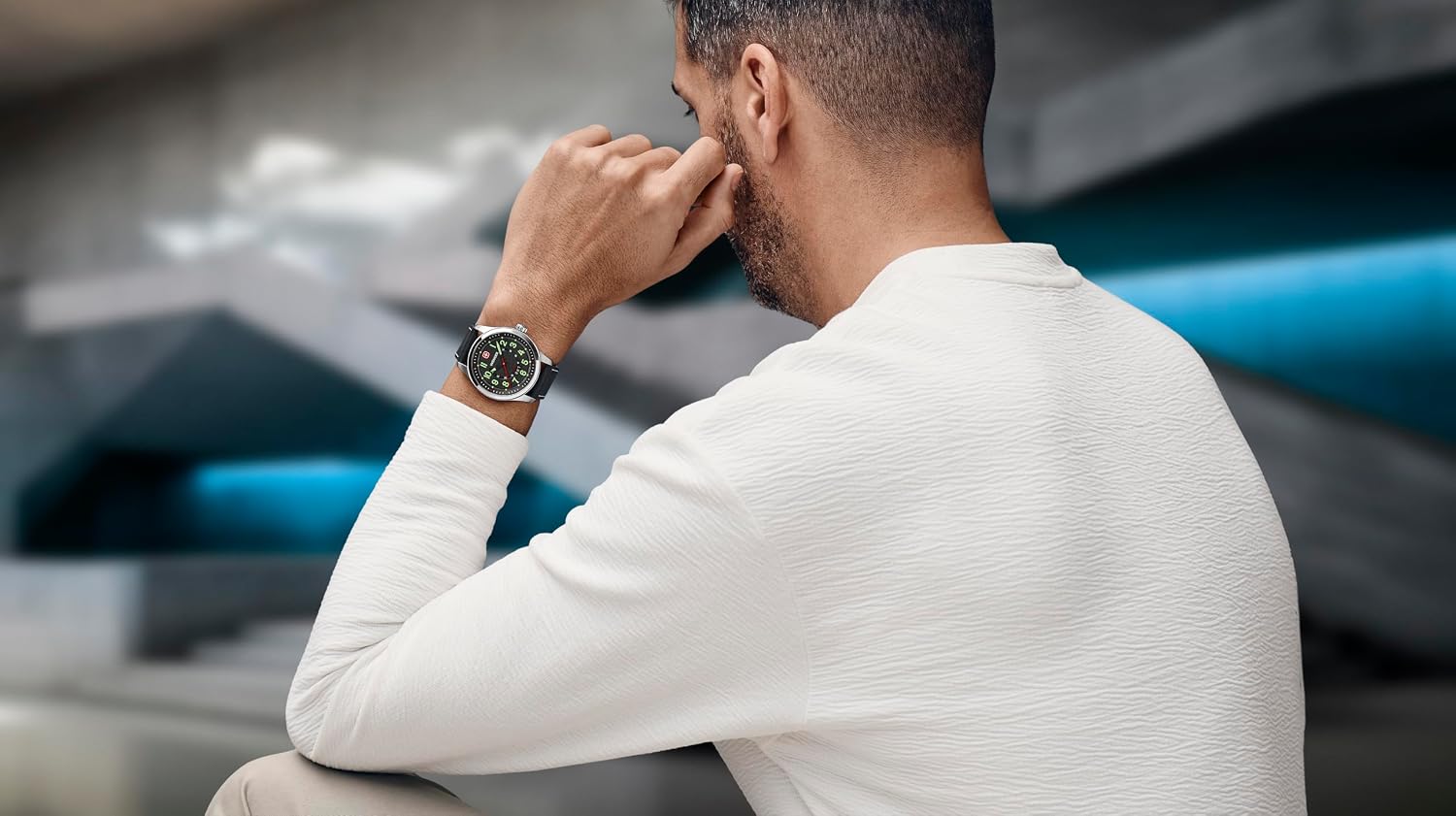 Detalle de WENGER Herren Armbanduhr Terragraph Analog Quarz, Ø 43 mm, Swiss Made, wasserdicht bis 100 m