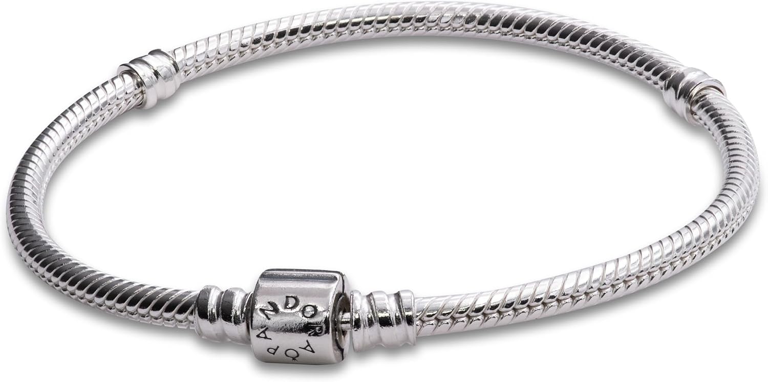 Detalle 2 de Pandora Schlangen-Gliederarmband mit Zylinder-Verschluss in Sterling-Silber – ikonisches Basisstück mit Geschichte