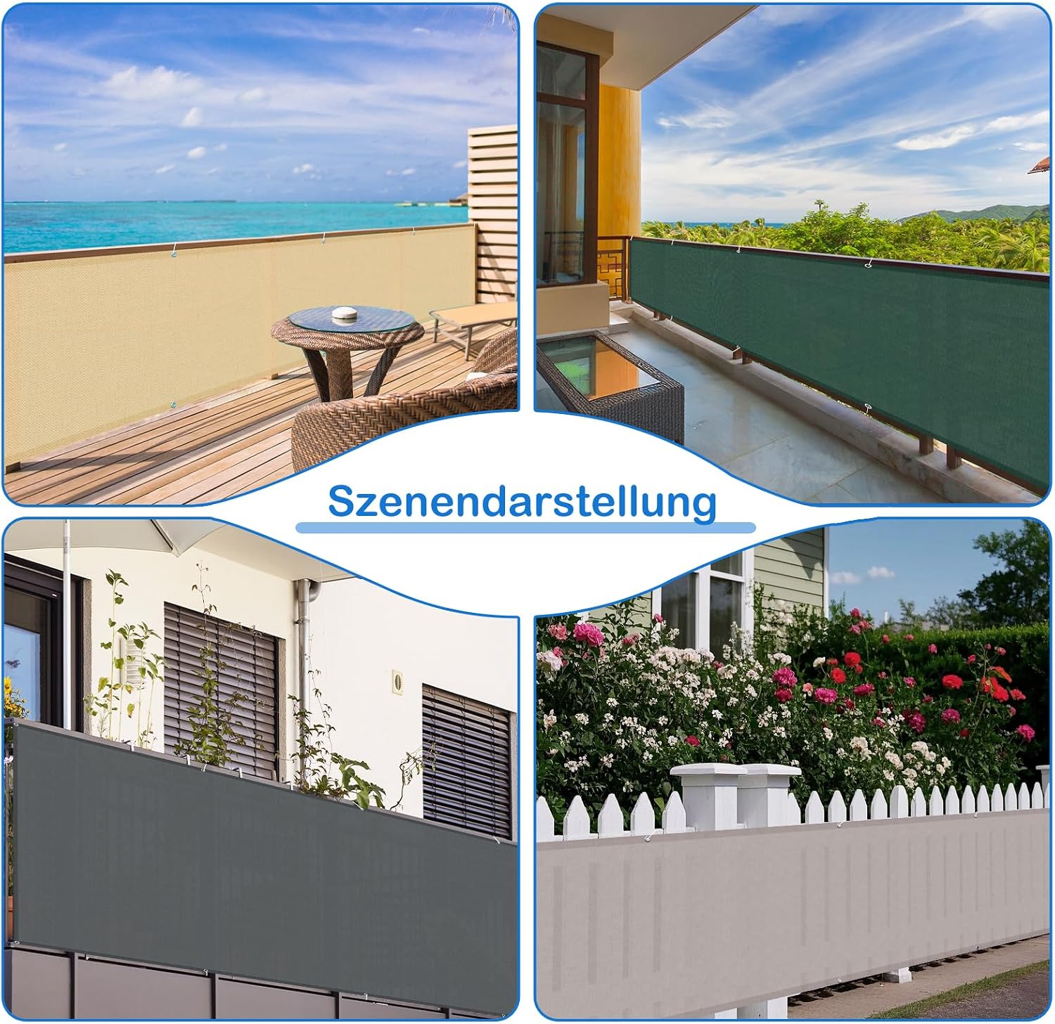 Detalle de COOL AREA Balkon Sichtschutz 90x1000 cm – wetterfest, blickdicht, schützt Privatsphäre & UV-Strahlen