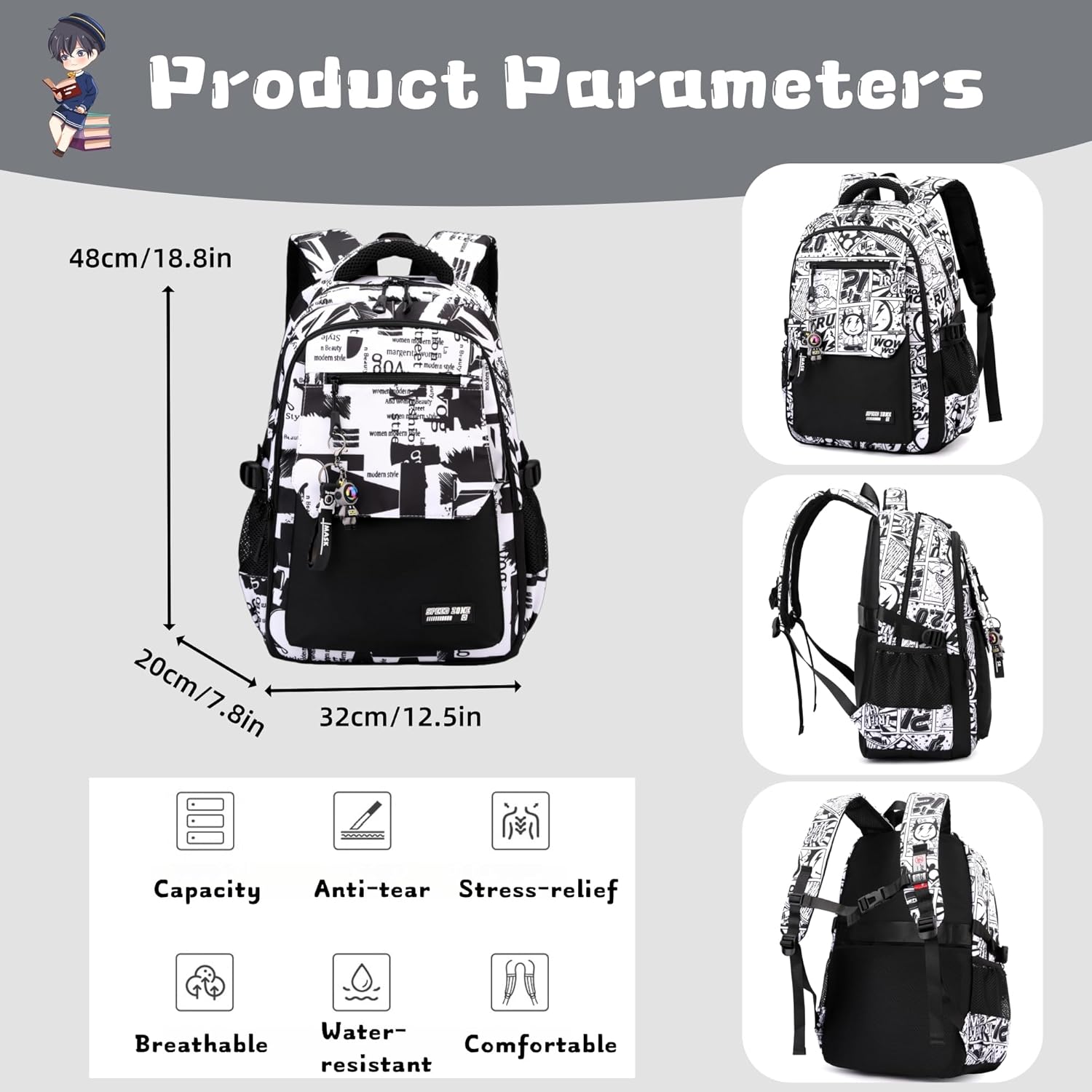 Thumbnail 2 de Bansusu Boys Backpack for Kids: 30L School Bag for Primary & Secondary Education