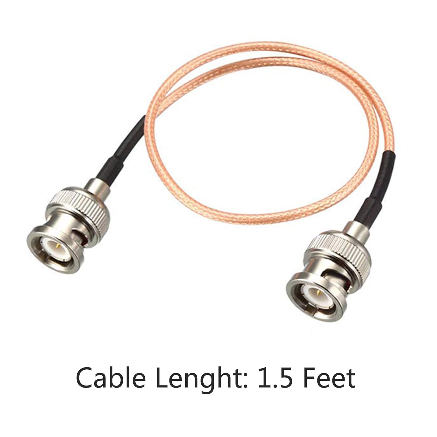 Detalle de MACHSWON RG316 2-Pack Coaxial Cables with BNC Male to BNC Male Connectors (1.5 ft) – 50 Ohm, Low Loss for CCTV and RF