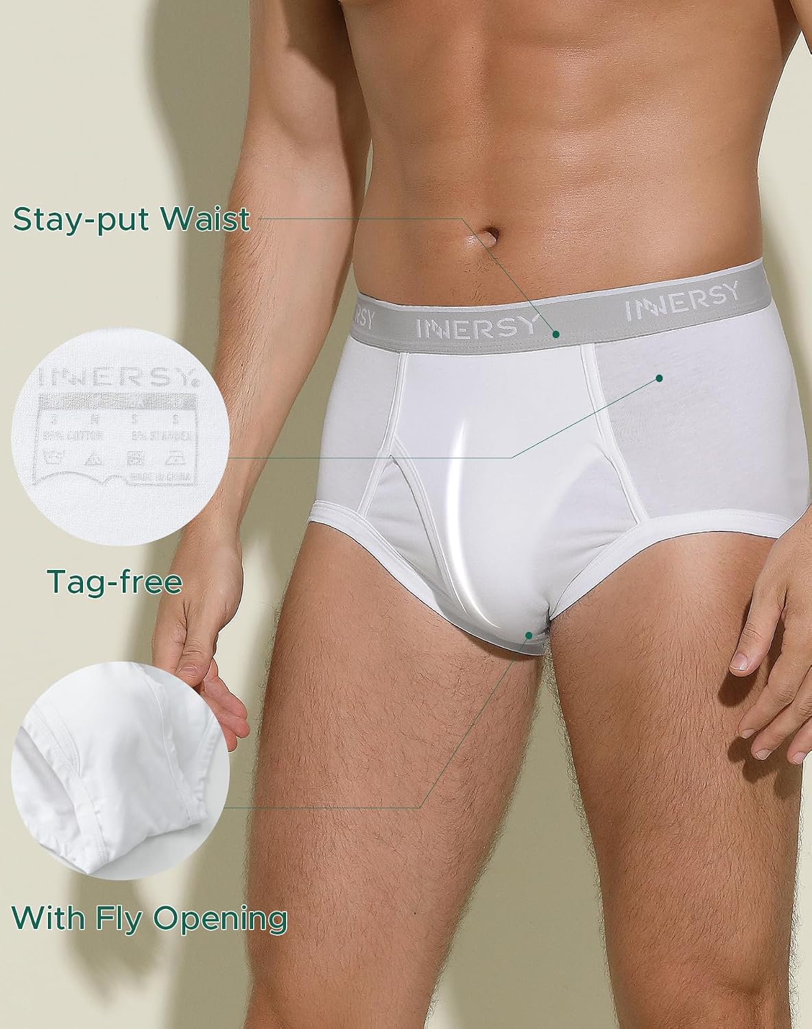 Thumbnail 3 de INNERSY Elderly Mens Briefs Underwear – Soft Cotton with Fly, High Waist, Pack of 4