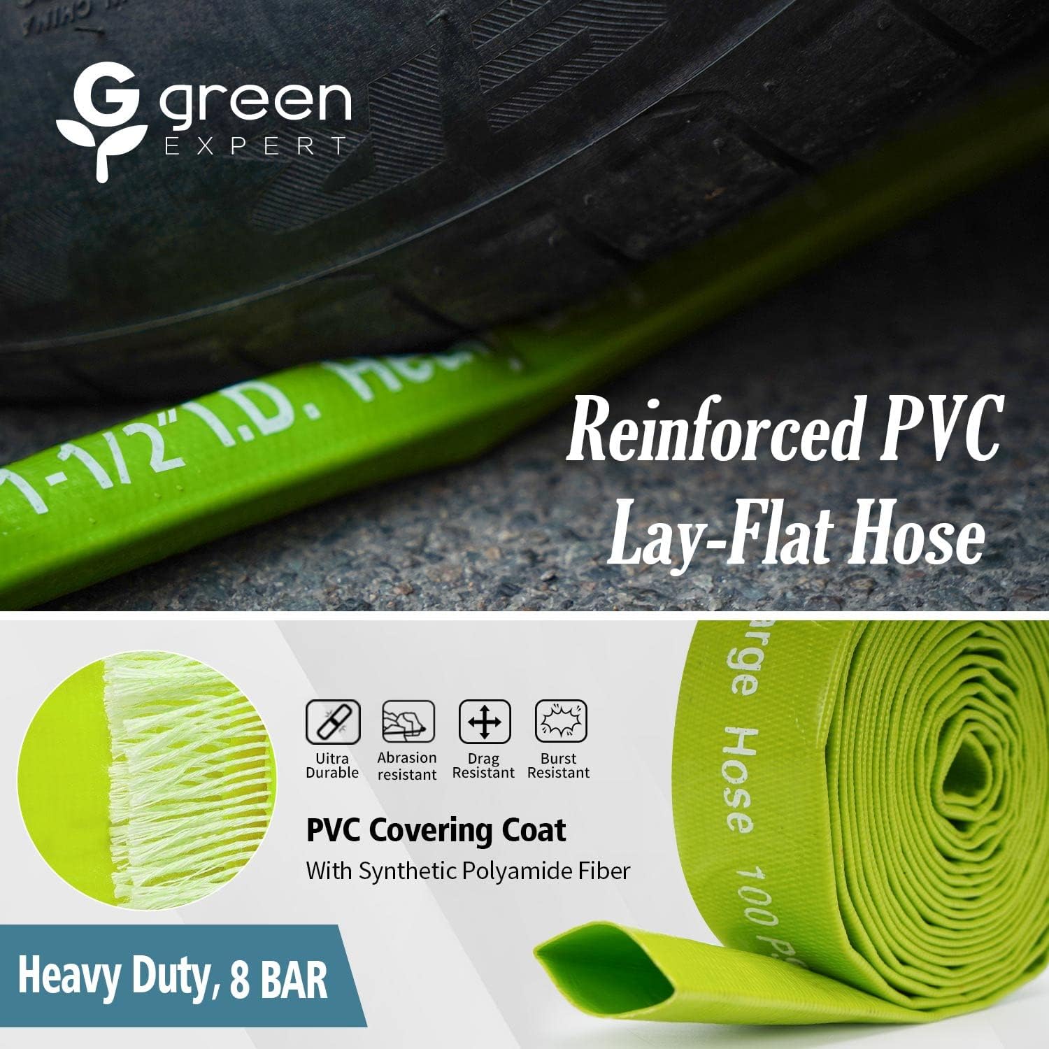 Thumbnail 3 de Green Expert Lay-Flat Discharge Hose, 1-1/2-Inch ID