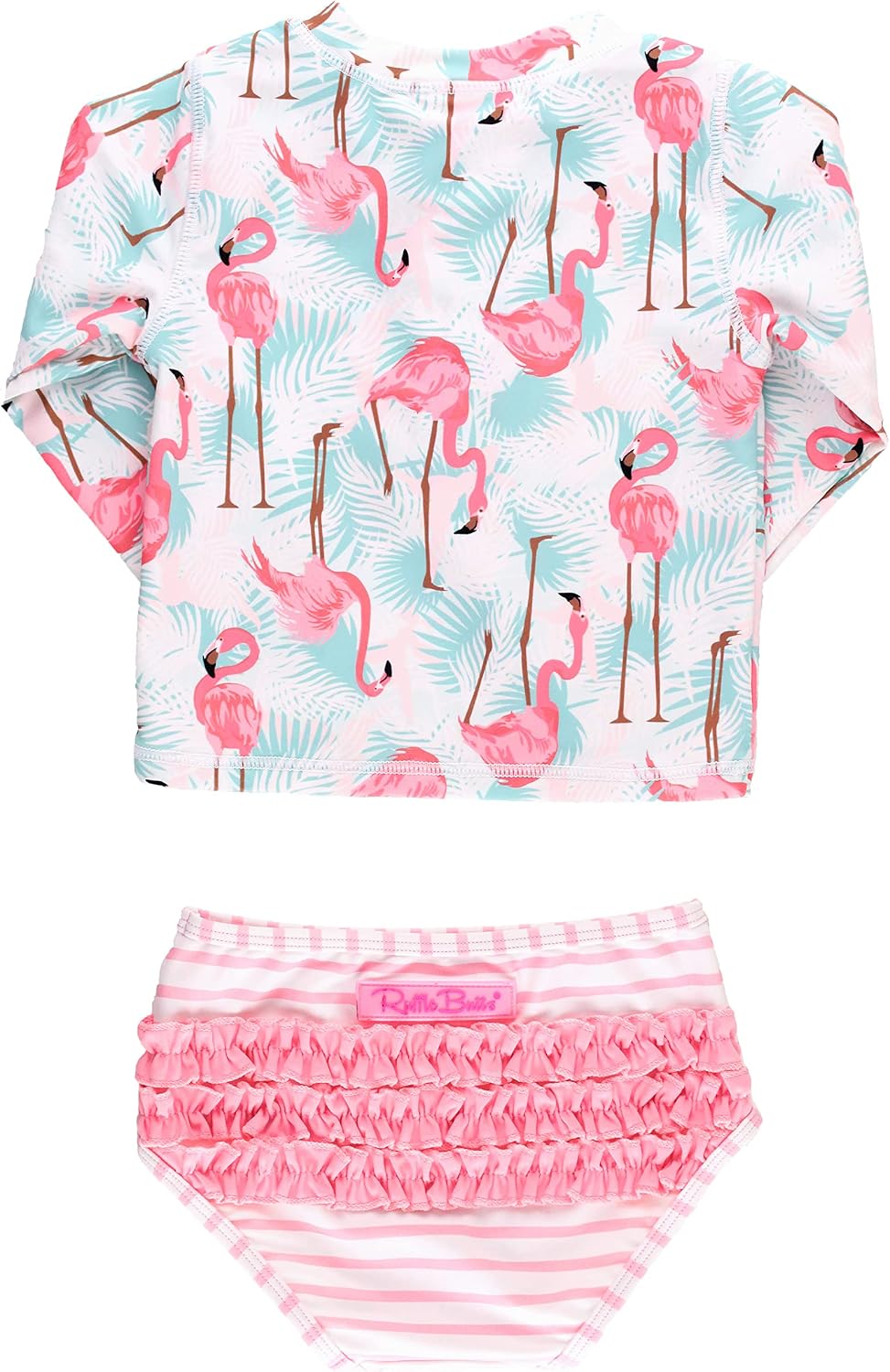 Thumbnail 2 de RuffleButts Baby/Toddler Girls Long Sleeve Rash Guard 2-Piece Swimsuit Set with UPF 50+ and Zipper