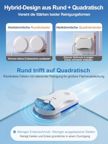 Detalle de HUTT R10 Fensterputzroboter mit Rotierendes Nass- & Lineares Trockenwischen – effiziente Zwei-Phasen Reinigung