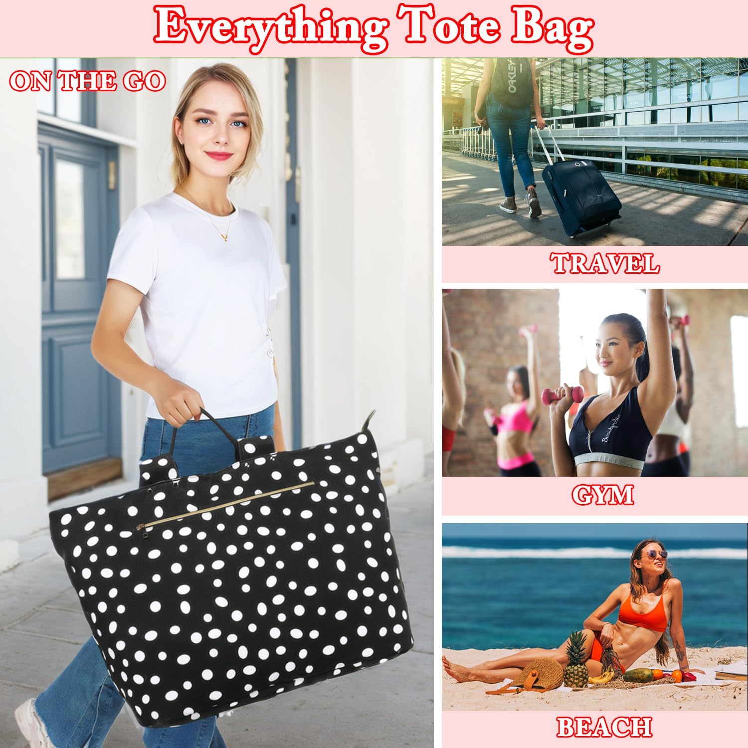 Thumbnail 6 de Fammart Beach Bags Waterproof Sandproof Large Canvas Tote with Leakproof Wet Pocket