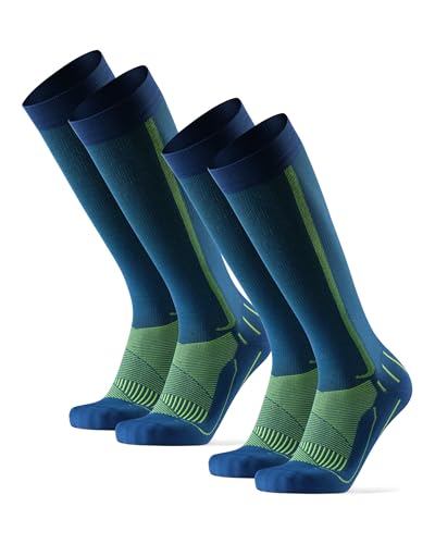 Detalle de DANISH ENDURANCE Calze Compressione Graduata 21-26 mmHg, Blu/Giallo Fluo (43-47) – 2 Paia