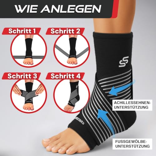 Thumbnail 6 de Sleeve Stars Sprunggelenkbandage: Knöchelschutz für Sportler (Schwarz) – rechts oder links