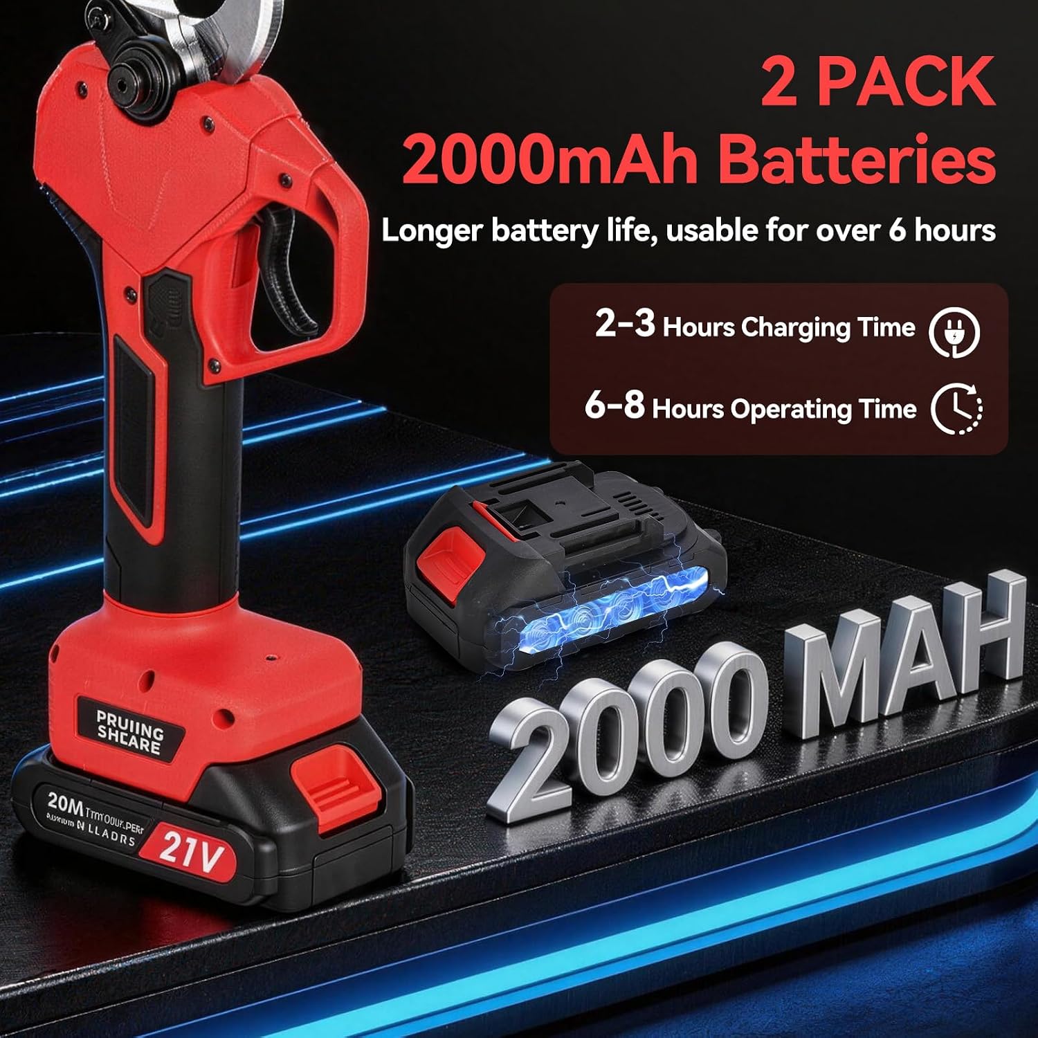 Detalle 2 de Forbice Potatura a Batteria 50 mm MISTRO con display LCD e due batterie 21V/2000 mAh