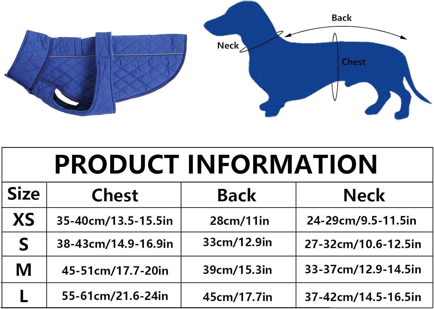 Detalle 2 de Morezi Dachshund Coat: Navy Water-Resistant Fleece Jacket with Reflective Stripe (Size L) for Miniature Sausage Dogs