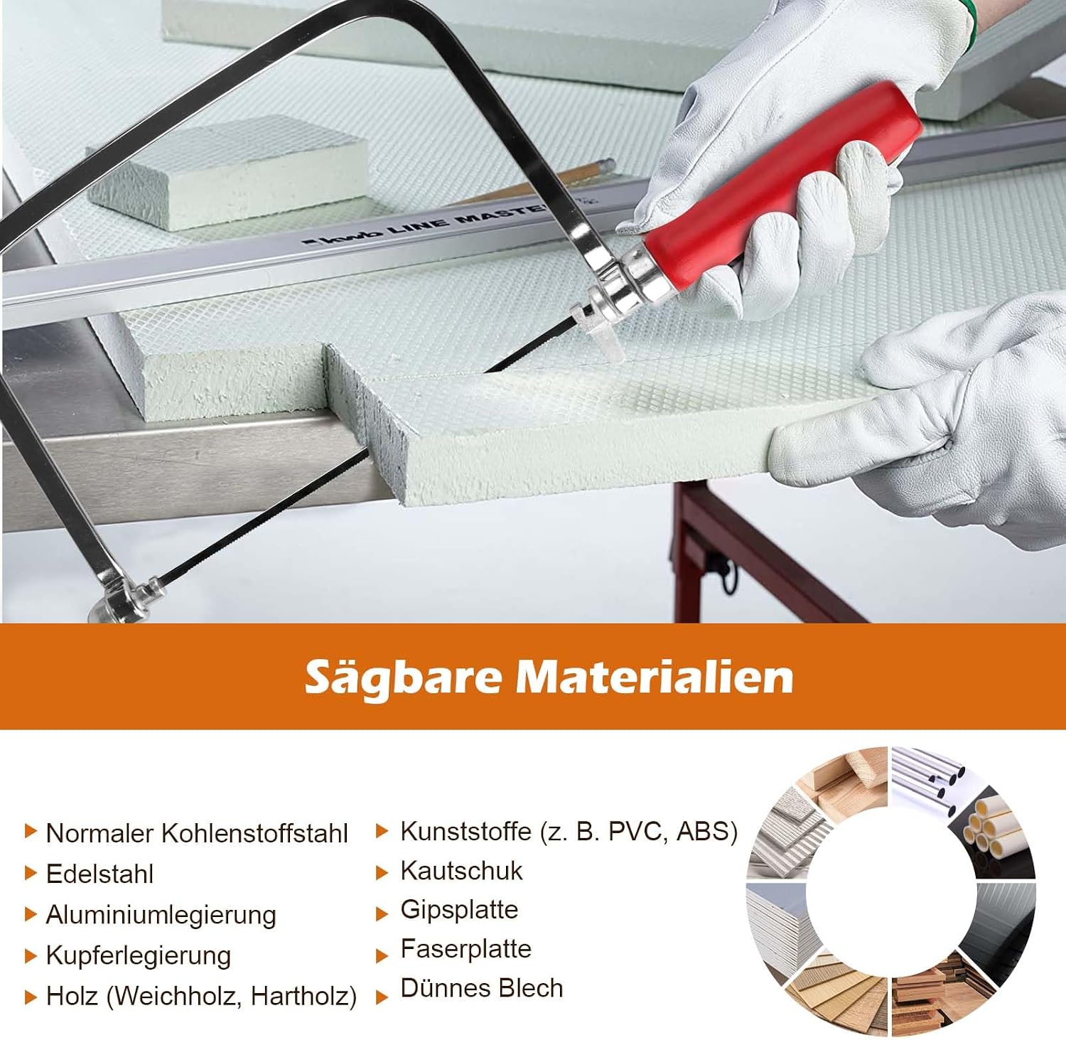 Detalle de TINGTING Laubsäge Set einschließen: 7 Blätter + 1 Holzsäge, 360° drehbar – präzise Schnitte für Holz und Metall