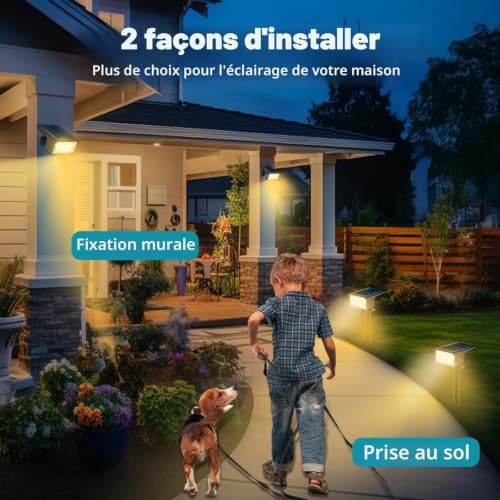Detalle 2 de Kolpop Lot de 6 Spots Solaires Extérieurs – Lampe Solaire Jardin 77 LED, IP65, 3 Modes d’Éclairage