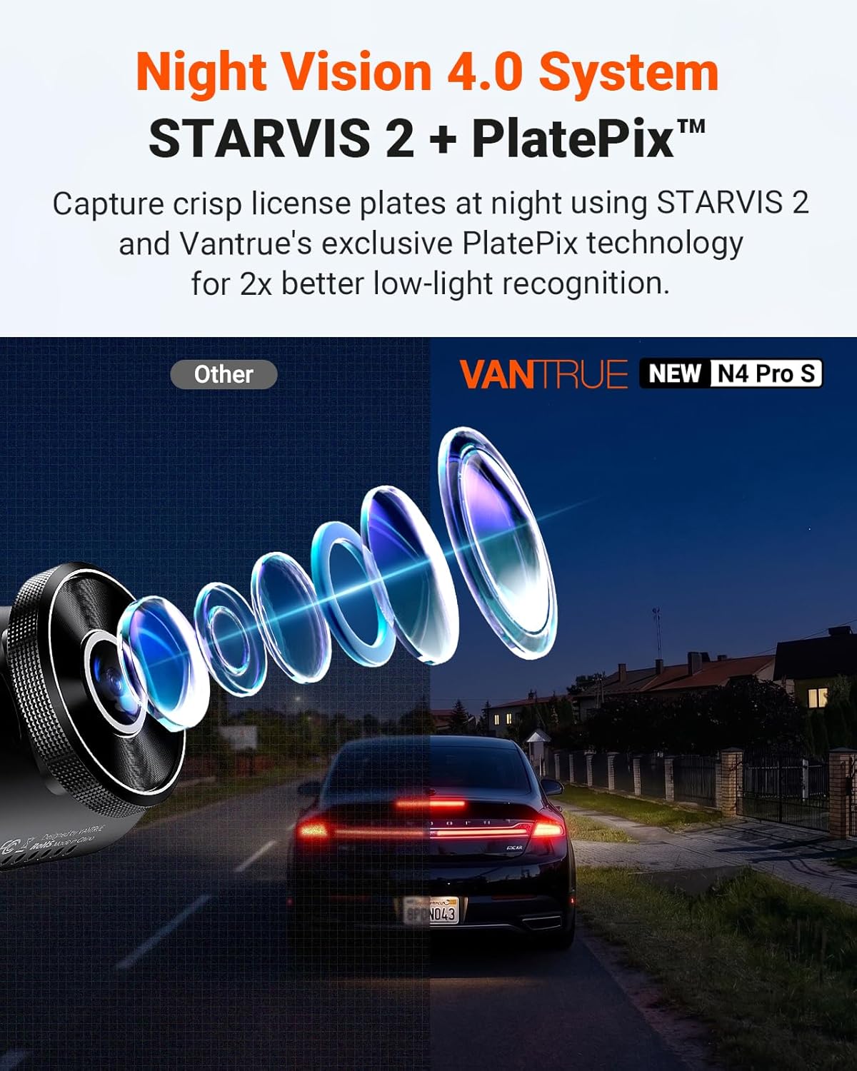 Thumbnail 2 de VANTRUE New N4 Pro S 3-Channel 4K Dash Cam (Triple STARVIS 2) with GPS, Wi‑Fi, and 24/7 Buffered Parking Mode