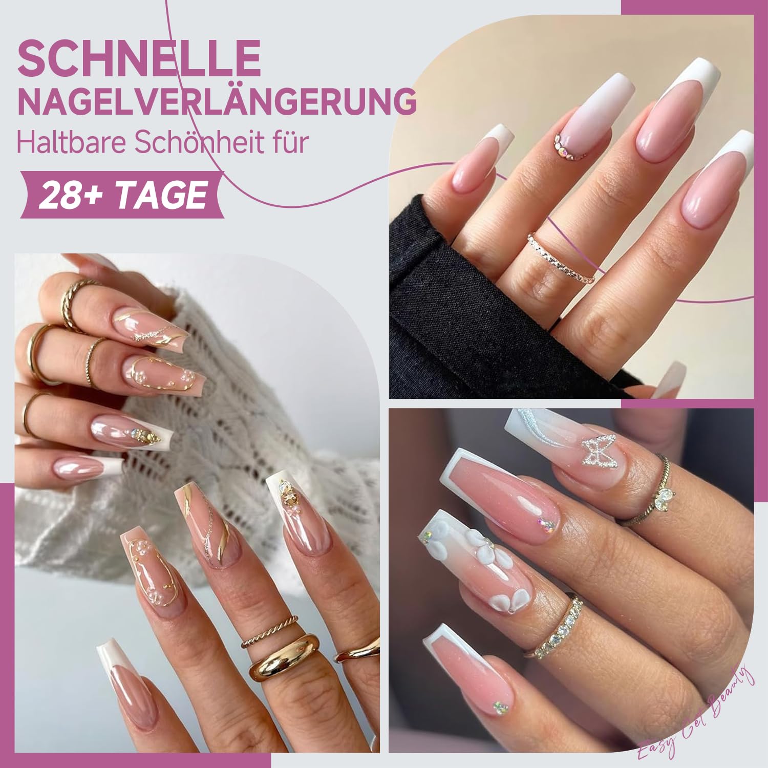 Thumbnail 1 de UNA GELLA Medium Ballerina Nagelspitzen – 120 Stück, 12 Größen, Klar, Coffin-Form, Halbfestes Gel für DIY & Salon