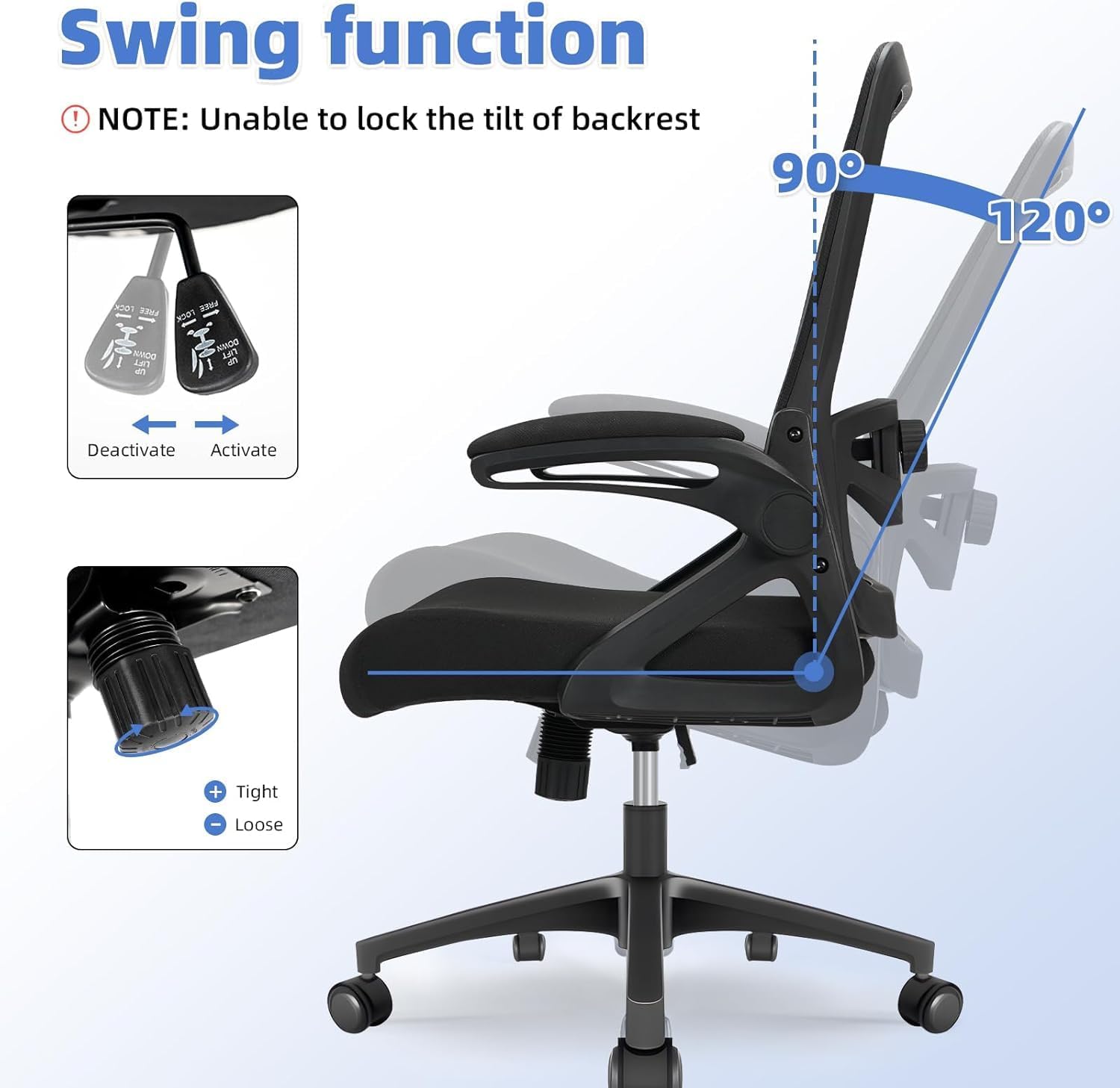 Thumbnail 5 de Durrafy Office Chair Ergonomic mesh chair with lumbar support
