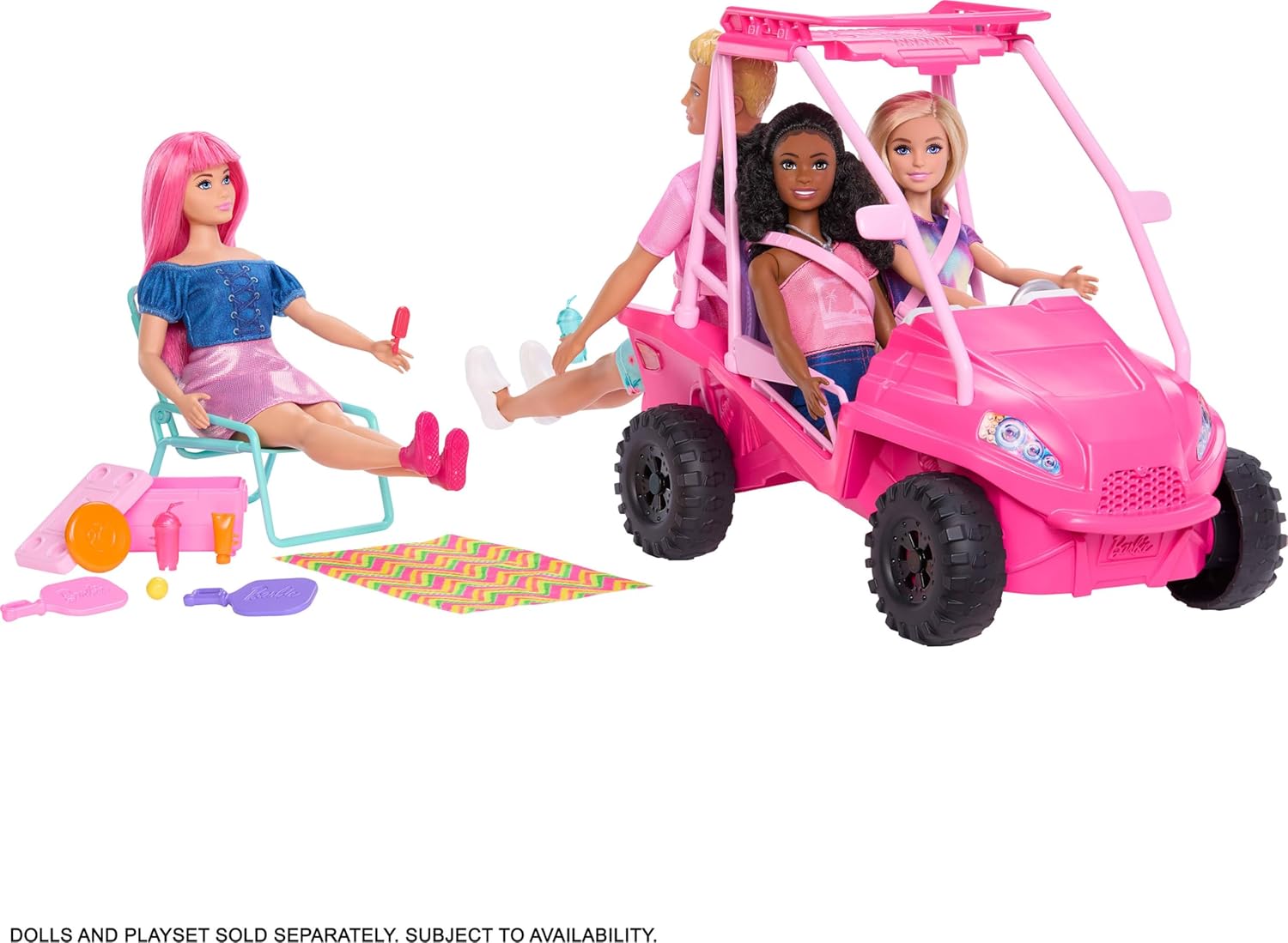 Detalle de Barbie Mysteries: Beach Detectives – Strand-Abenteuer mit Buggy und über 10 Zubehörteilen (JFV68)